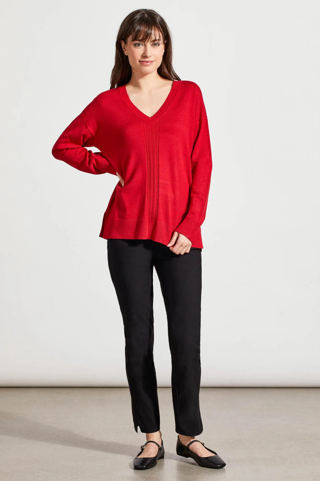 Tri 1924O V-Neck Sweater With Cable Knit Details
