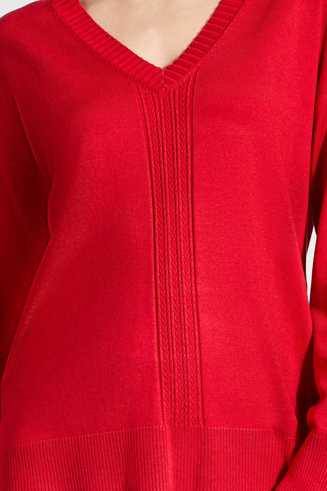 Tri 1924O V-Neck Sweater With Cable Knit Details