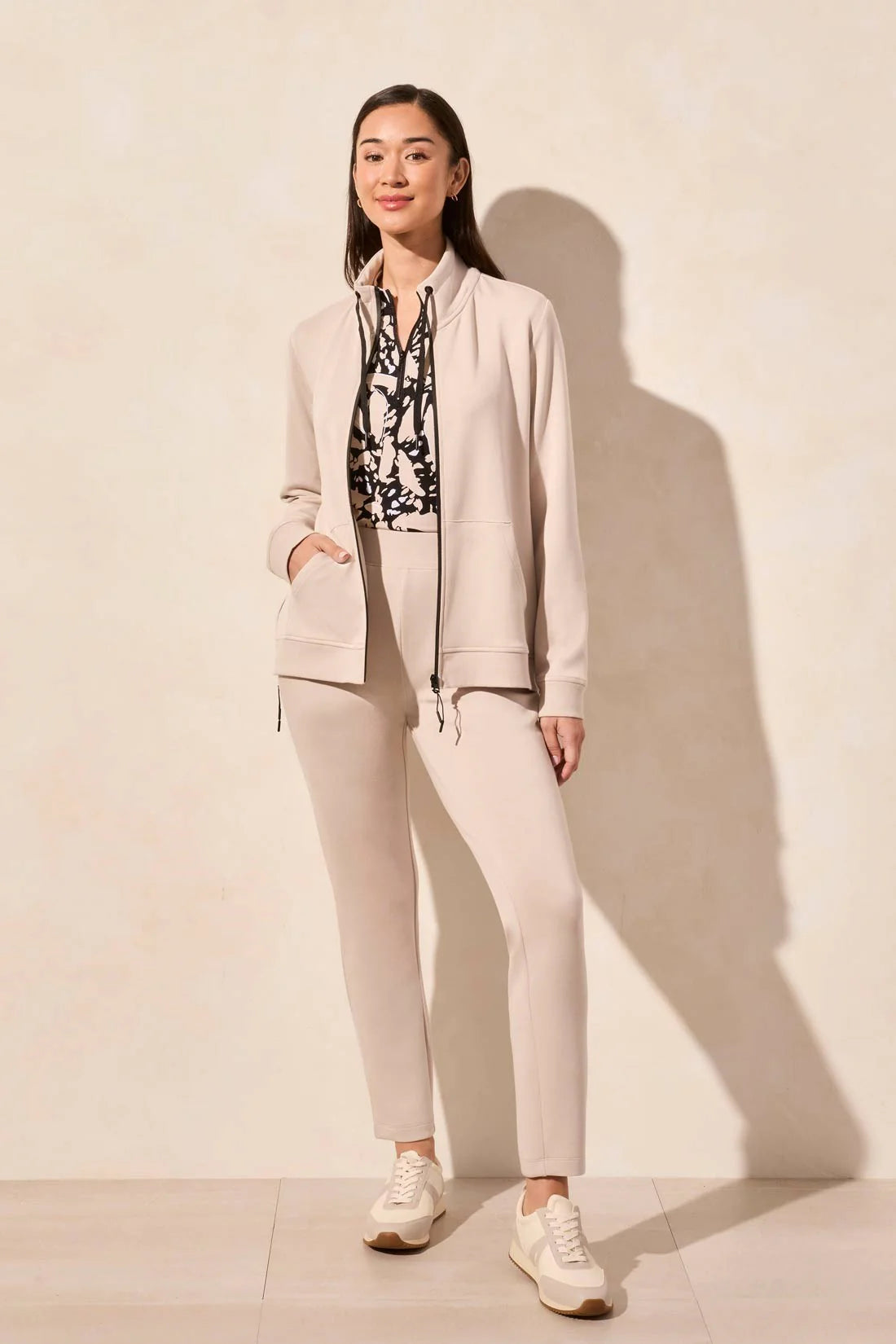 Tri 2064o Techno Lux Textured Mock Neck Cardigan