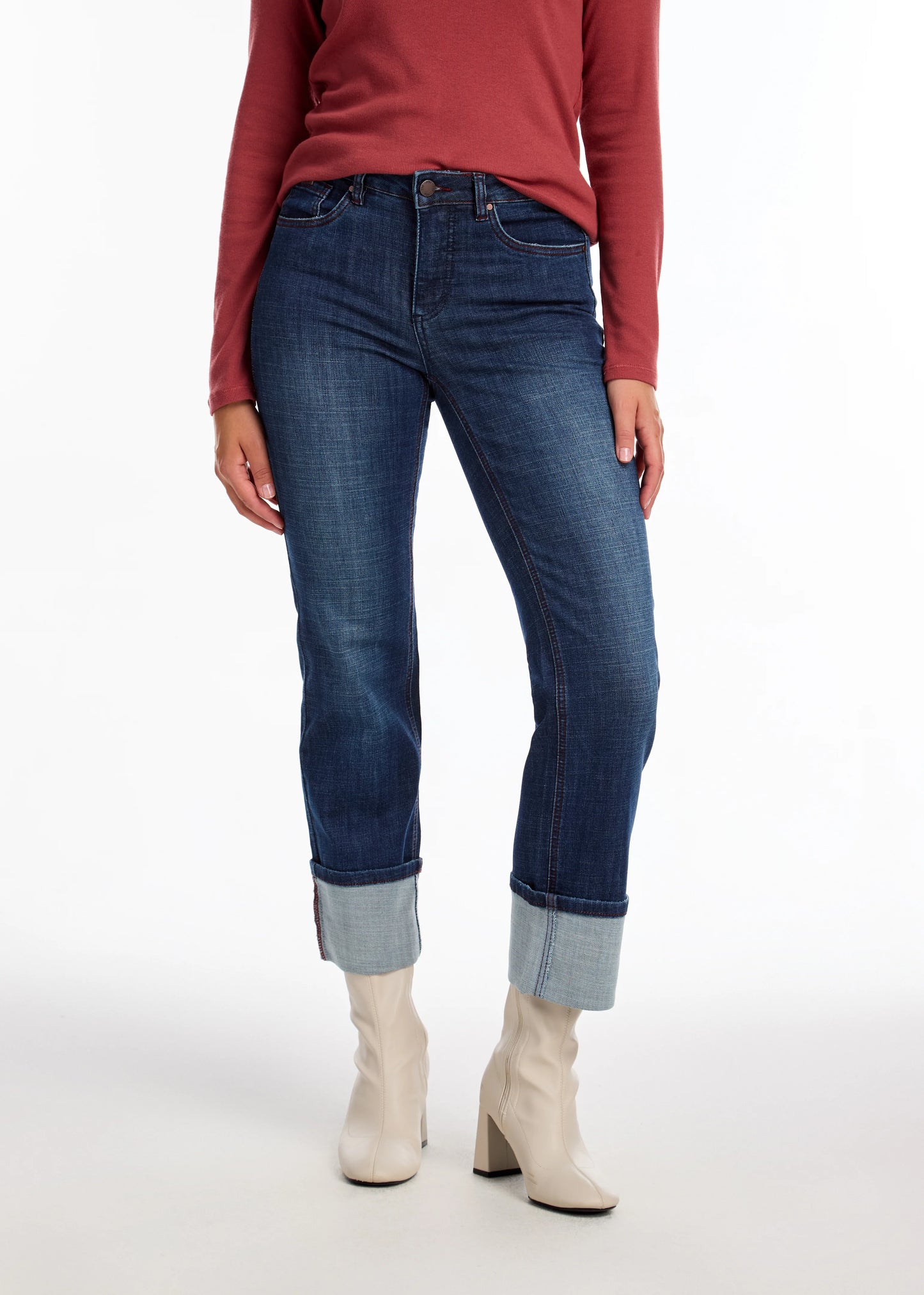 FDJ 2143809 Olivia Cuffed Straight Ankle Denim
