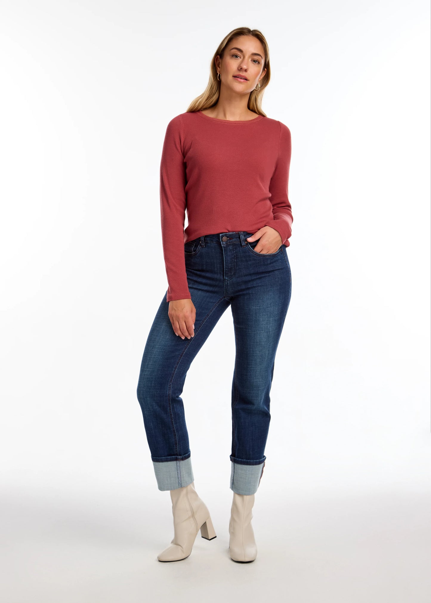 FDJ 2143809 Olivia Cuffed Straight Ankle Denim