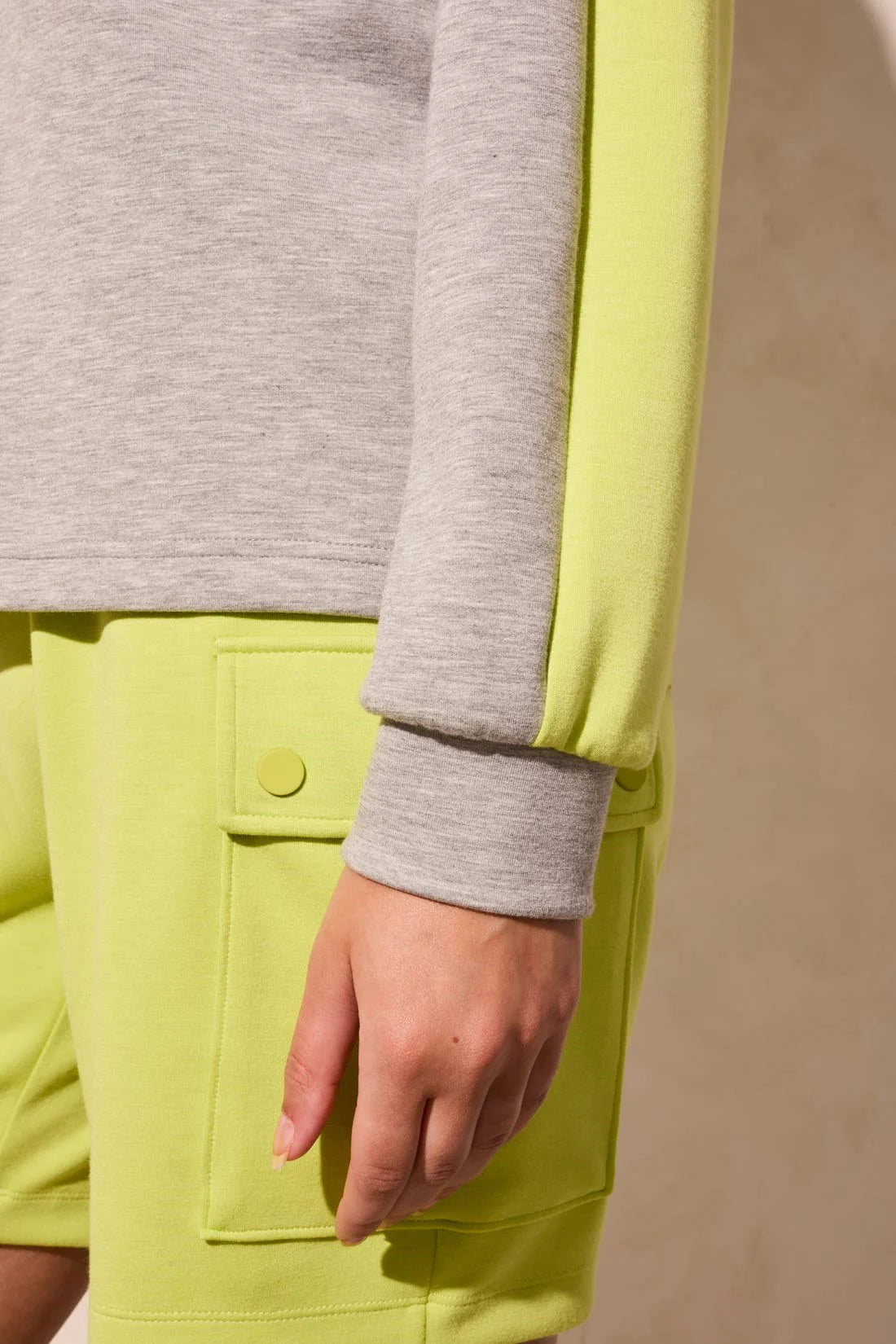 Tri 2167O Techno Lux Color Block Quarter Zip Mock Neck Top
