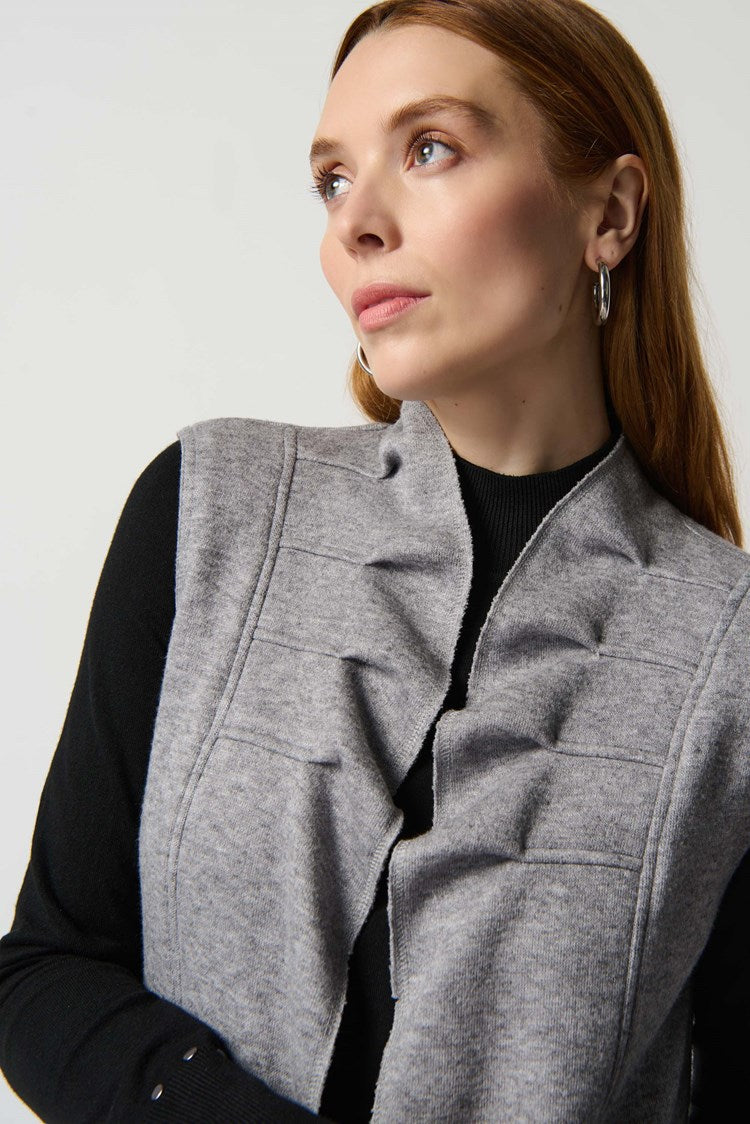 J.R 234069 Long Sweater Vest with Gathered Neck Line