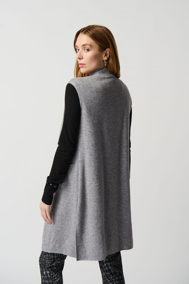 J.R 234069 Long Sweater Vest with Gathered Neck Line