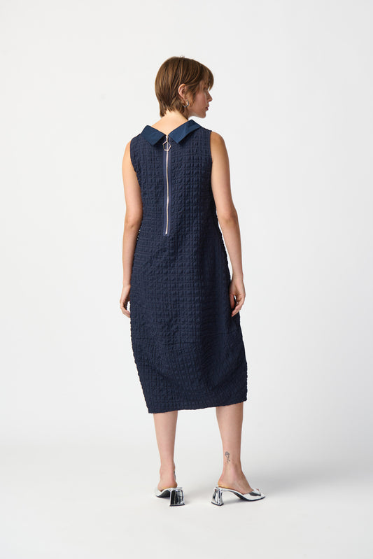 J.R 241204 Textured Woven Sleeveless Cocoon Dress