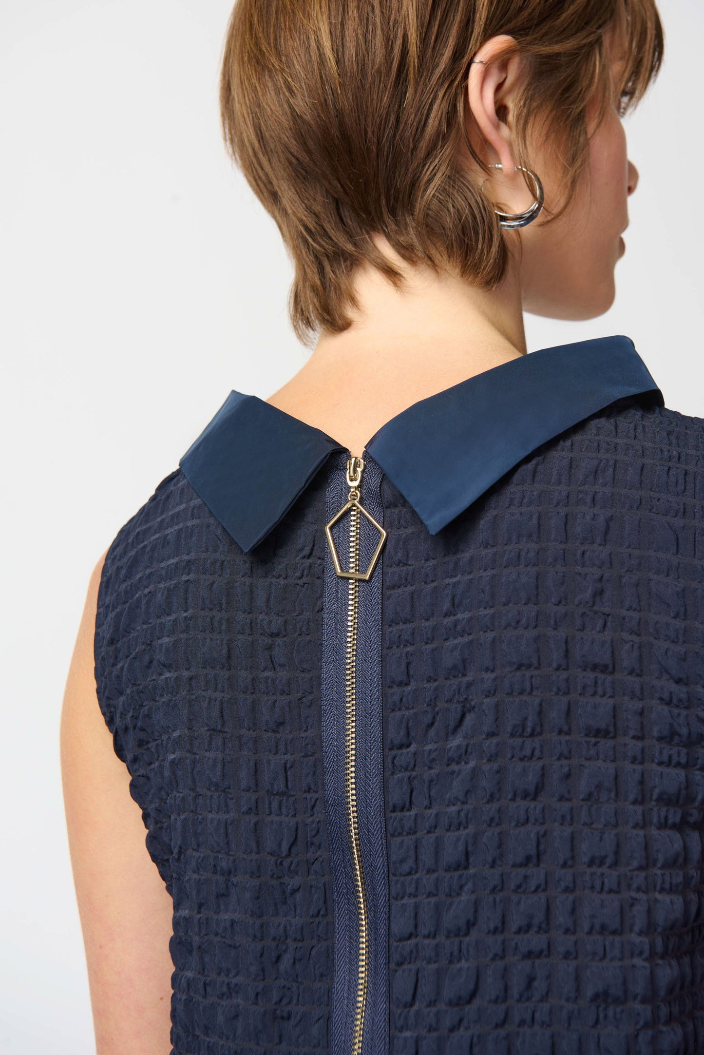J.R 241204 Textured Woven Sleeveless Cocoon Dress