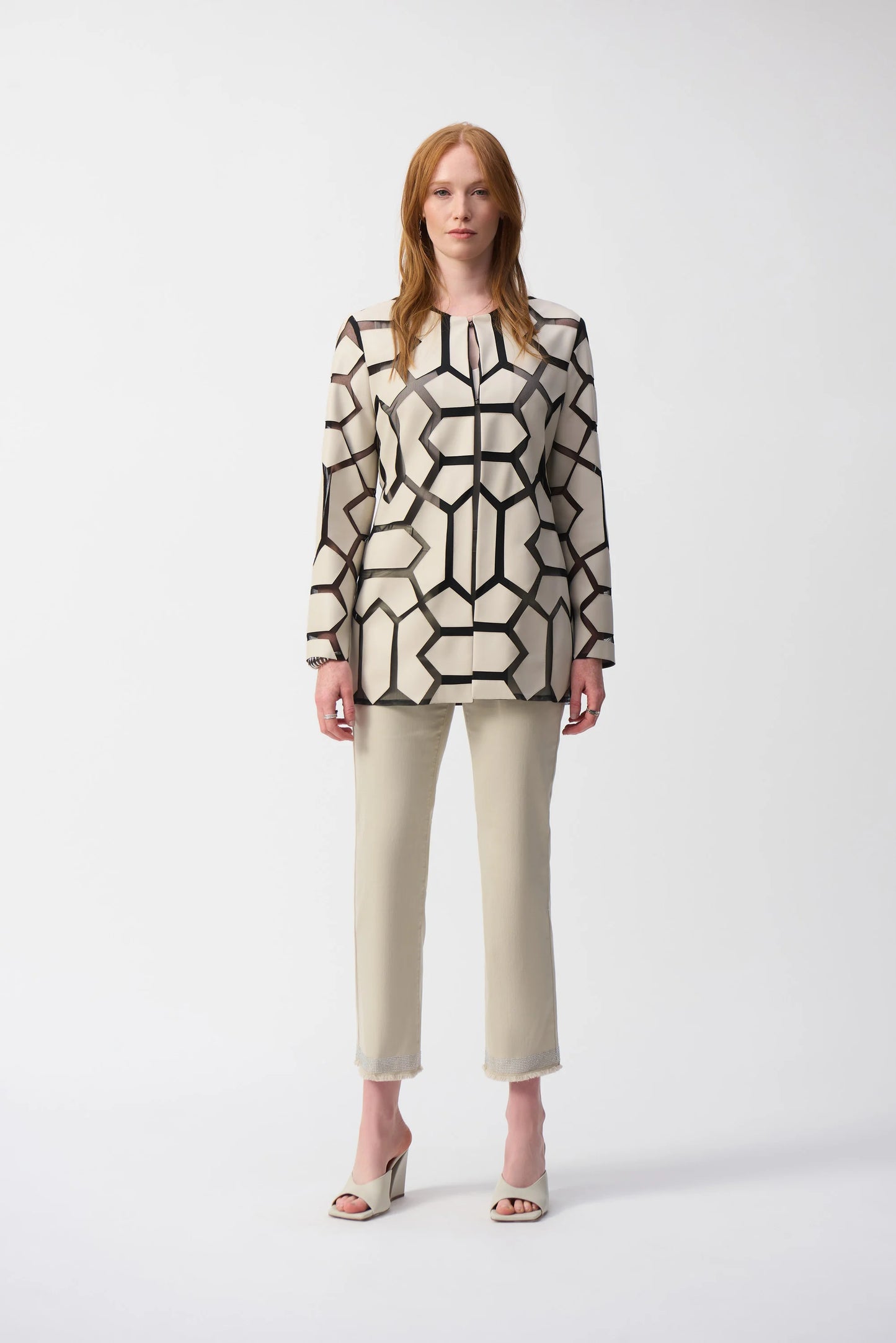 J.R 241905S25 Laser-Cut Leatherette on Mesh Jacket