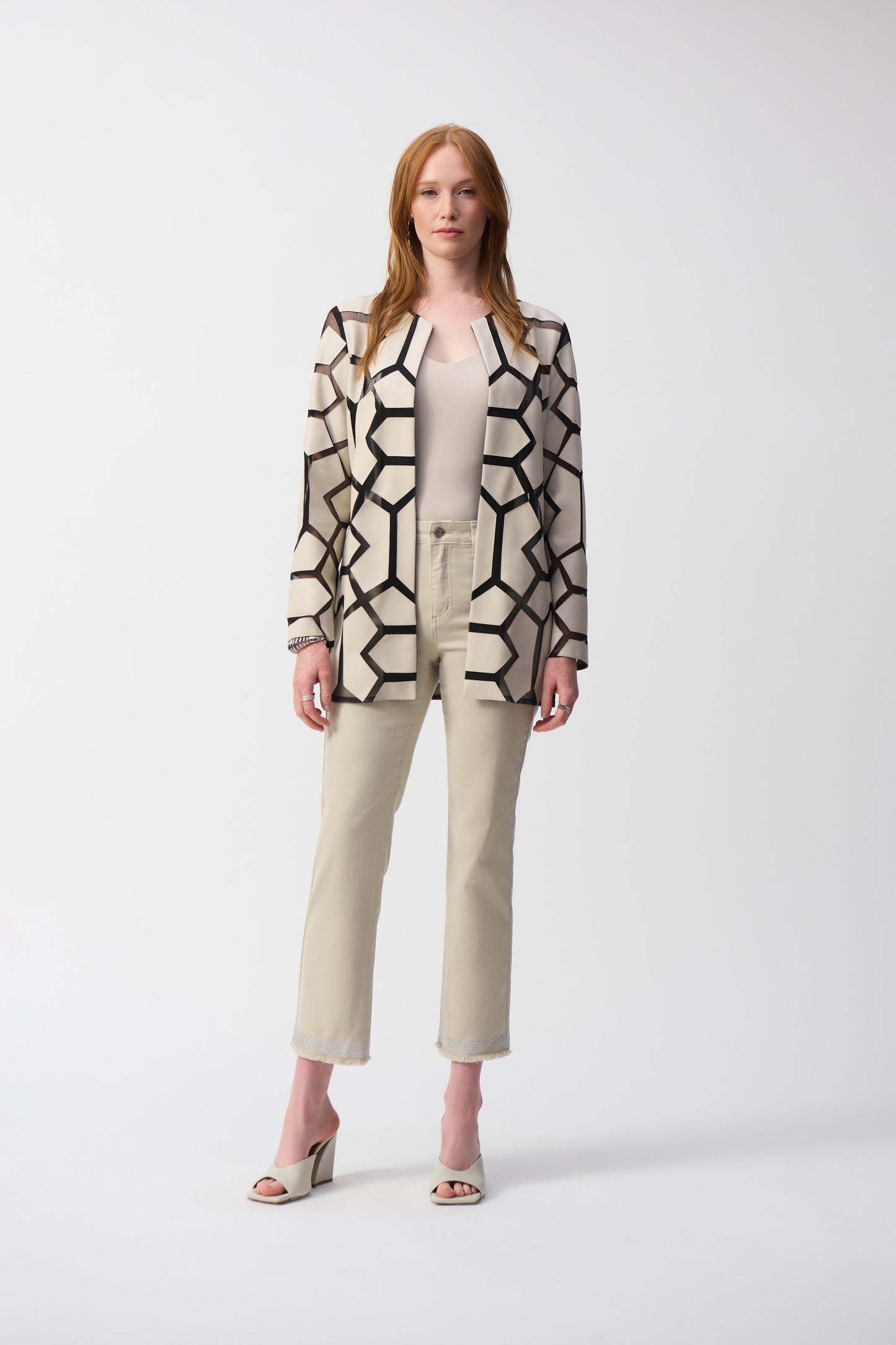J.R 241905S25 Laser-Cut Leatherette on Mesh Jacket