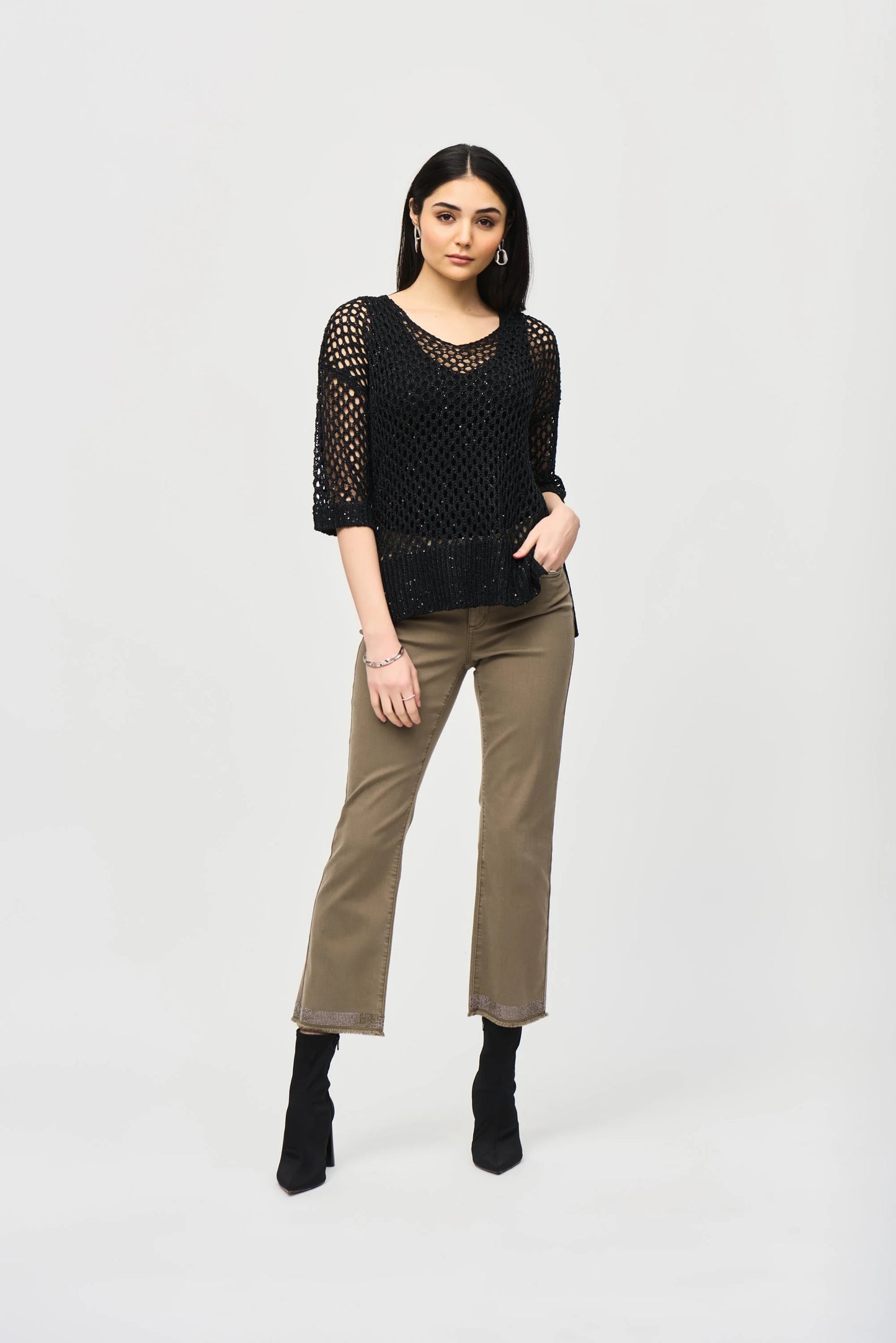 J.R 241922 Open Stitch Sweater with Sequins