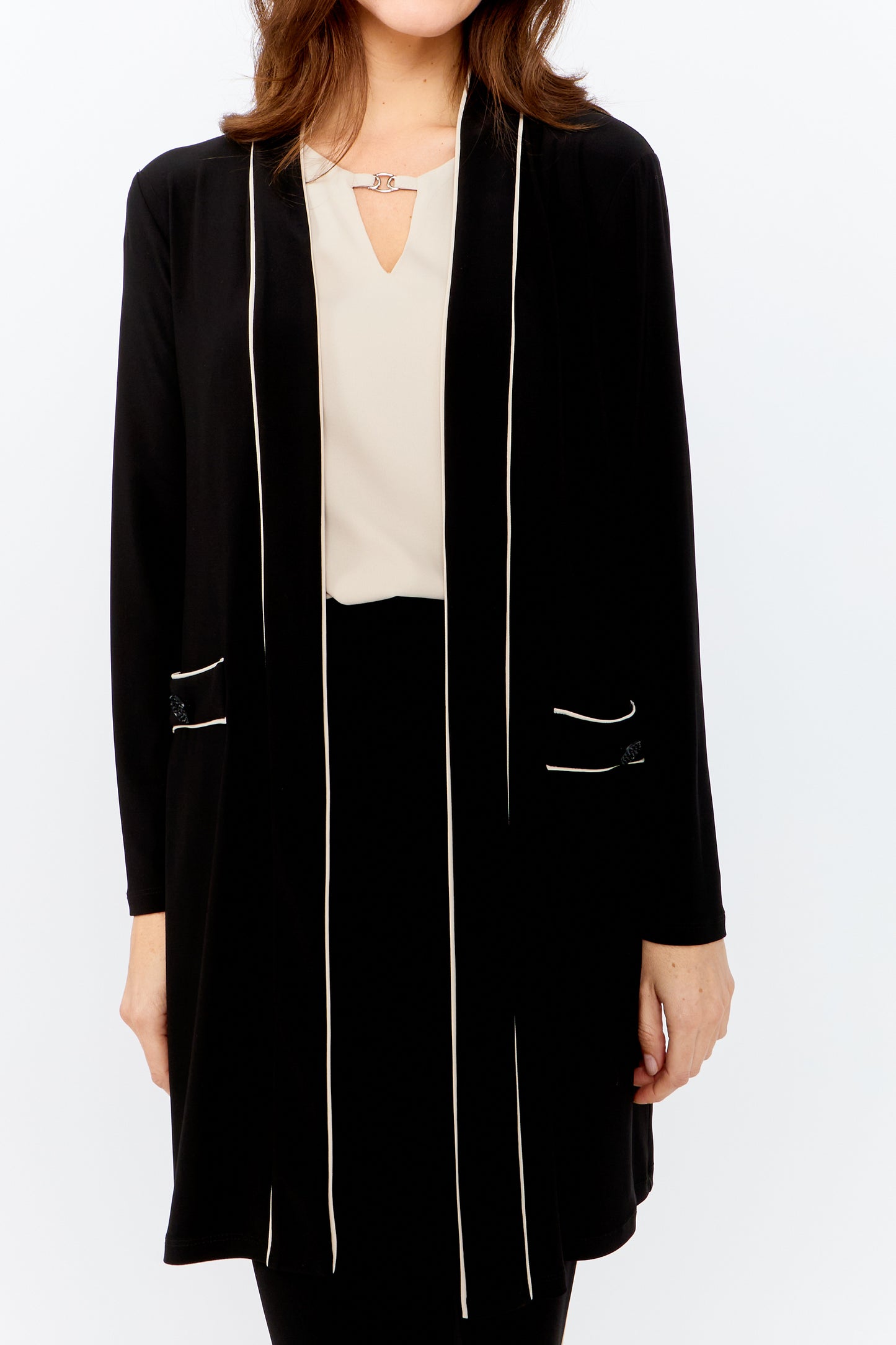 F.L 243019 Relaxed Fit Open Front Blazer