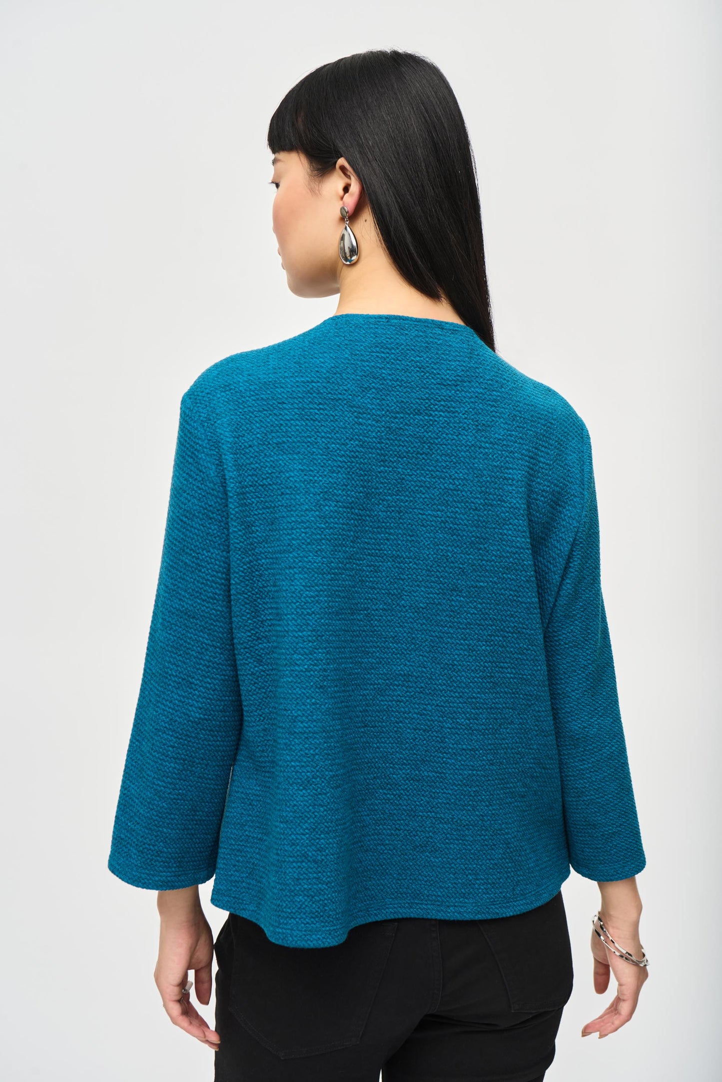 J.R 243094 Jacquard Sweater Knit Fitted Jacket