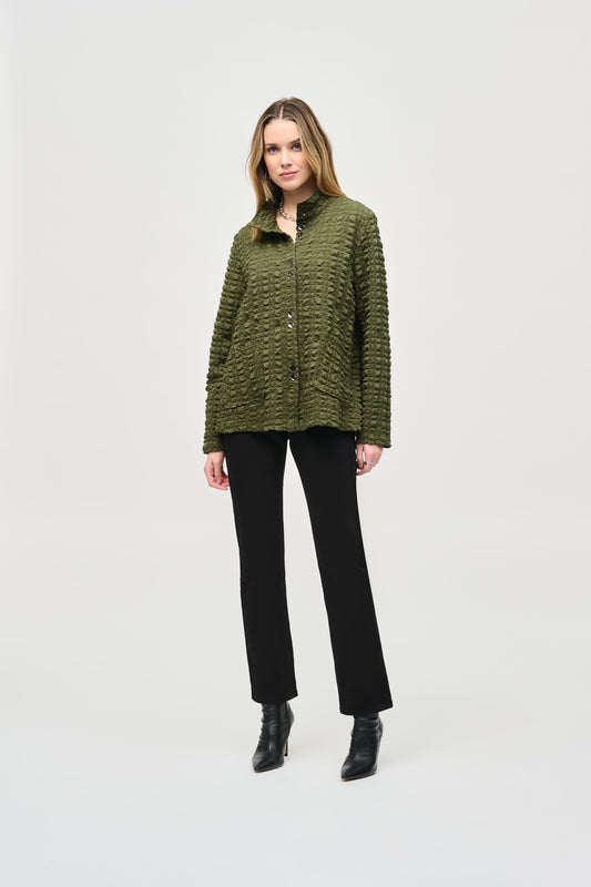 J.R 243199 Bubble Jacquard Mock Collar Jacket