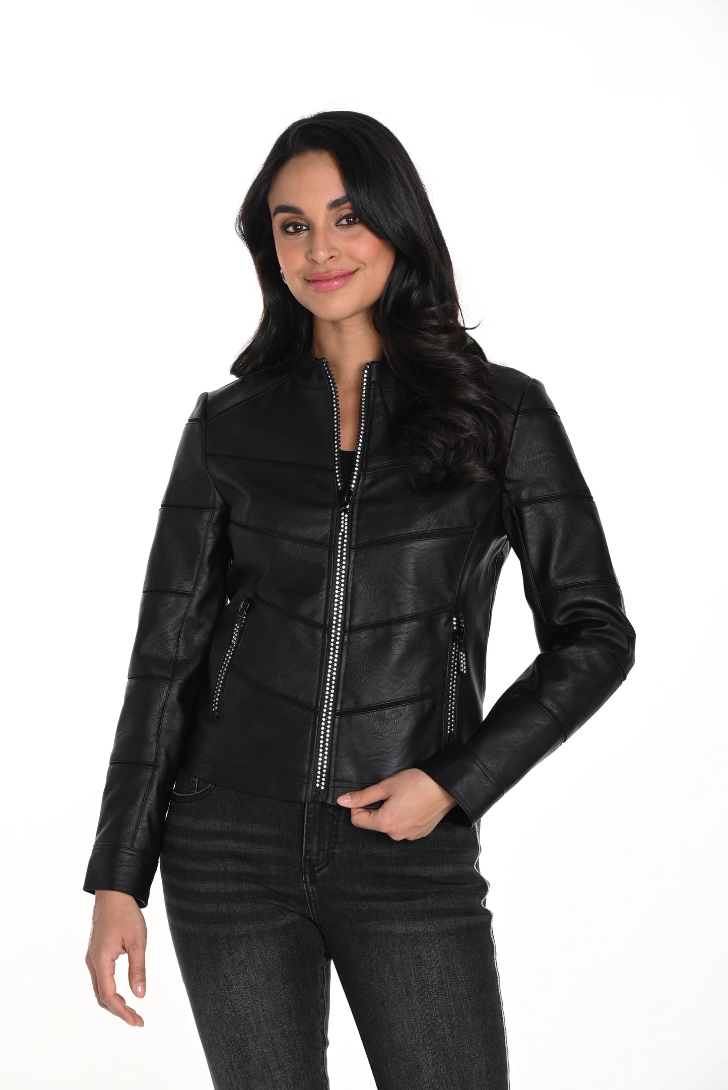 F.L 243419U Embelished Zipper Jacket
