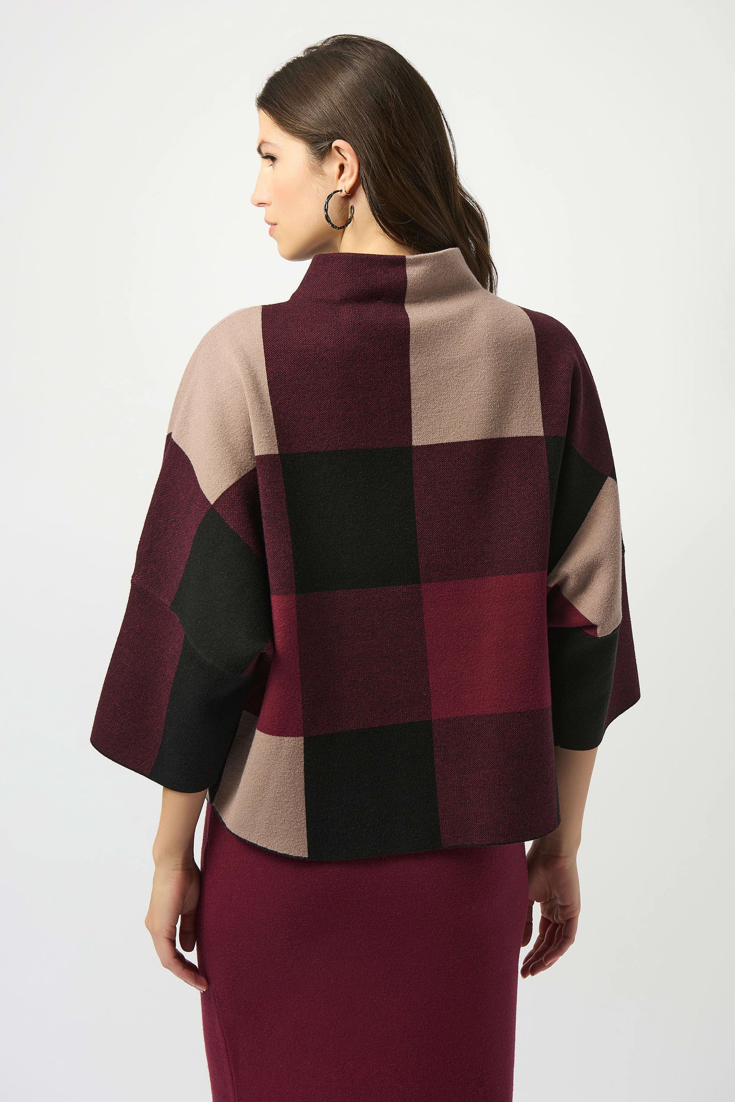 J.R 243948F25 Plaid Jacquard Sweater Knit Top