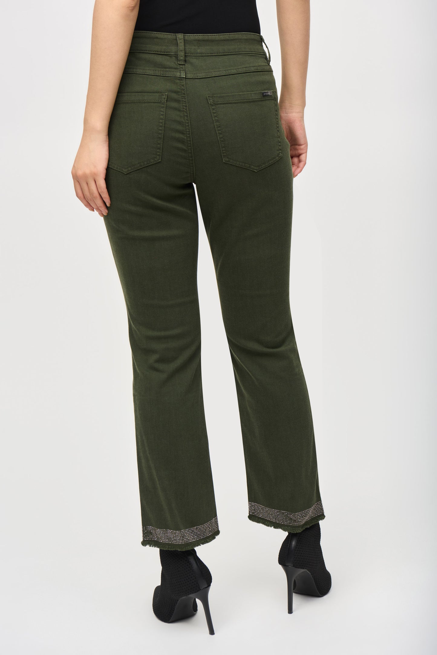 J.R 243964 Denim Straight Pants With Frayed Hem