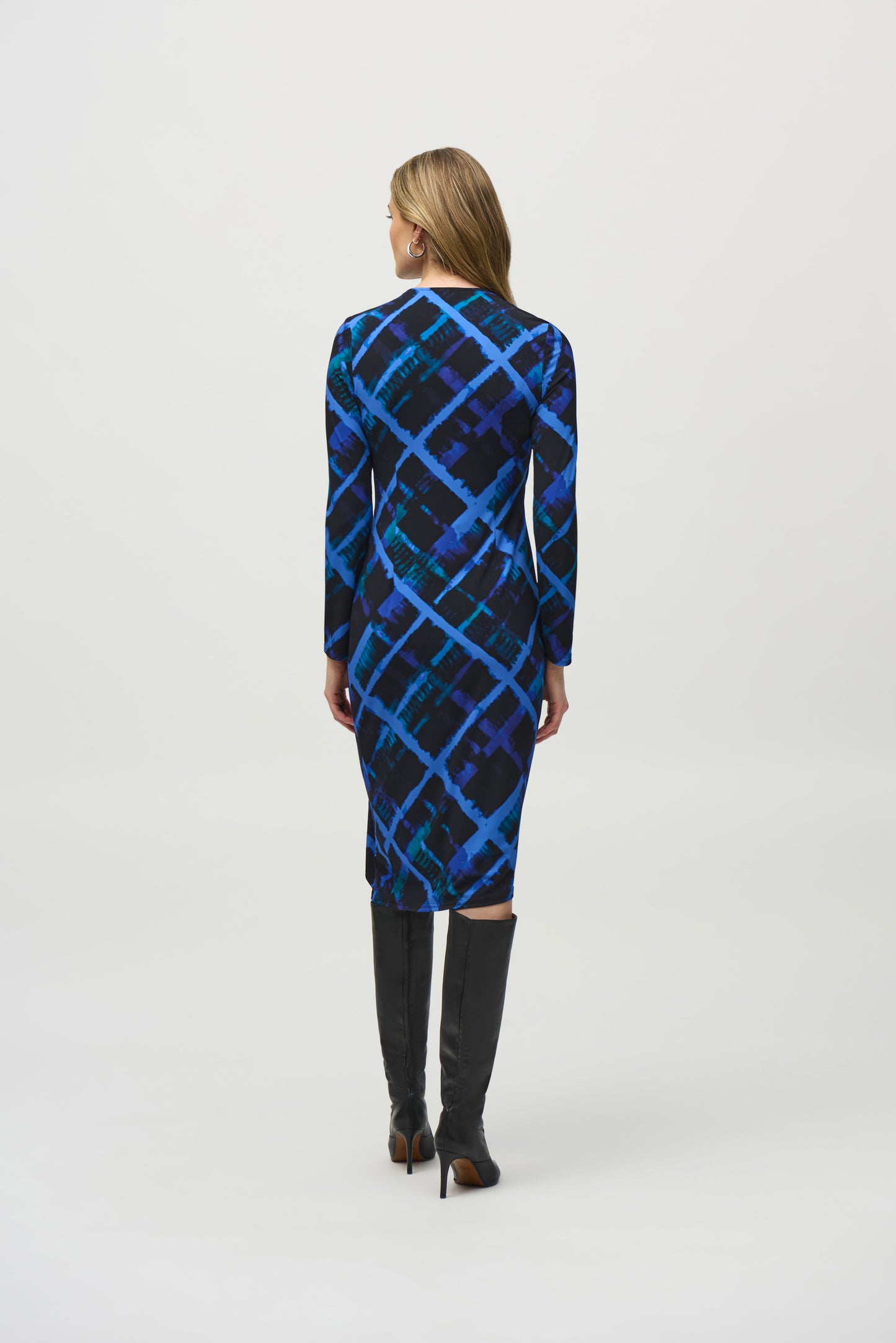J.R 244131 Silky Knit Abstract Print Wrap Dress