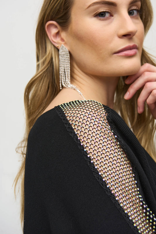 J.R 244910 Sweater Knit Pullover with Lace & Sequins