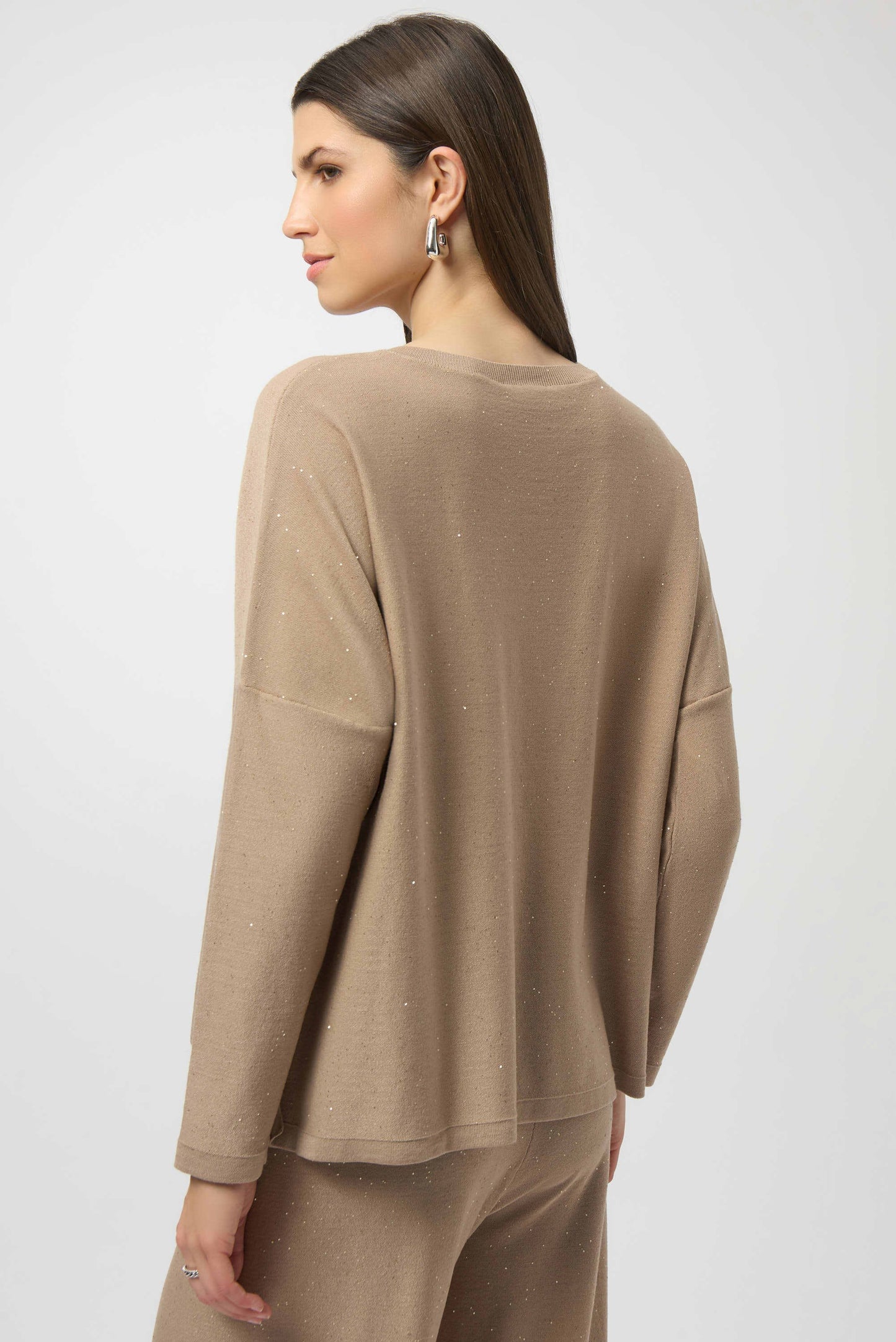 J.R 244921F25 Sequined Sweater Knit Boxy Top