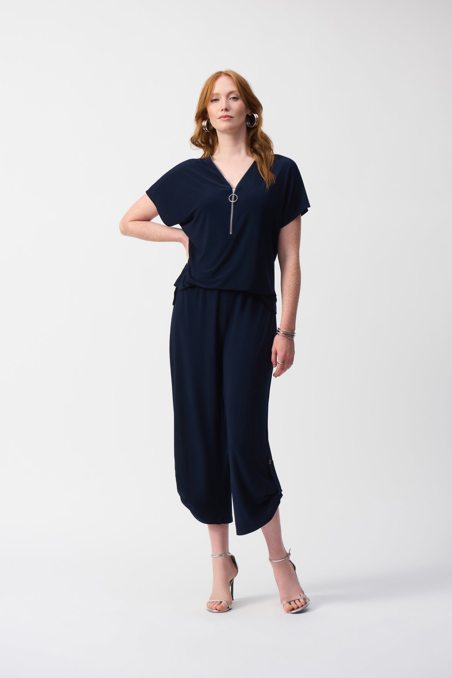J.R 251044 Silky Knit Culotte Jumpsuit