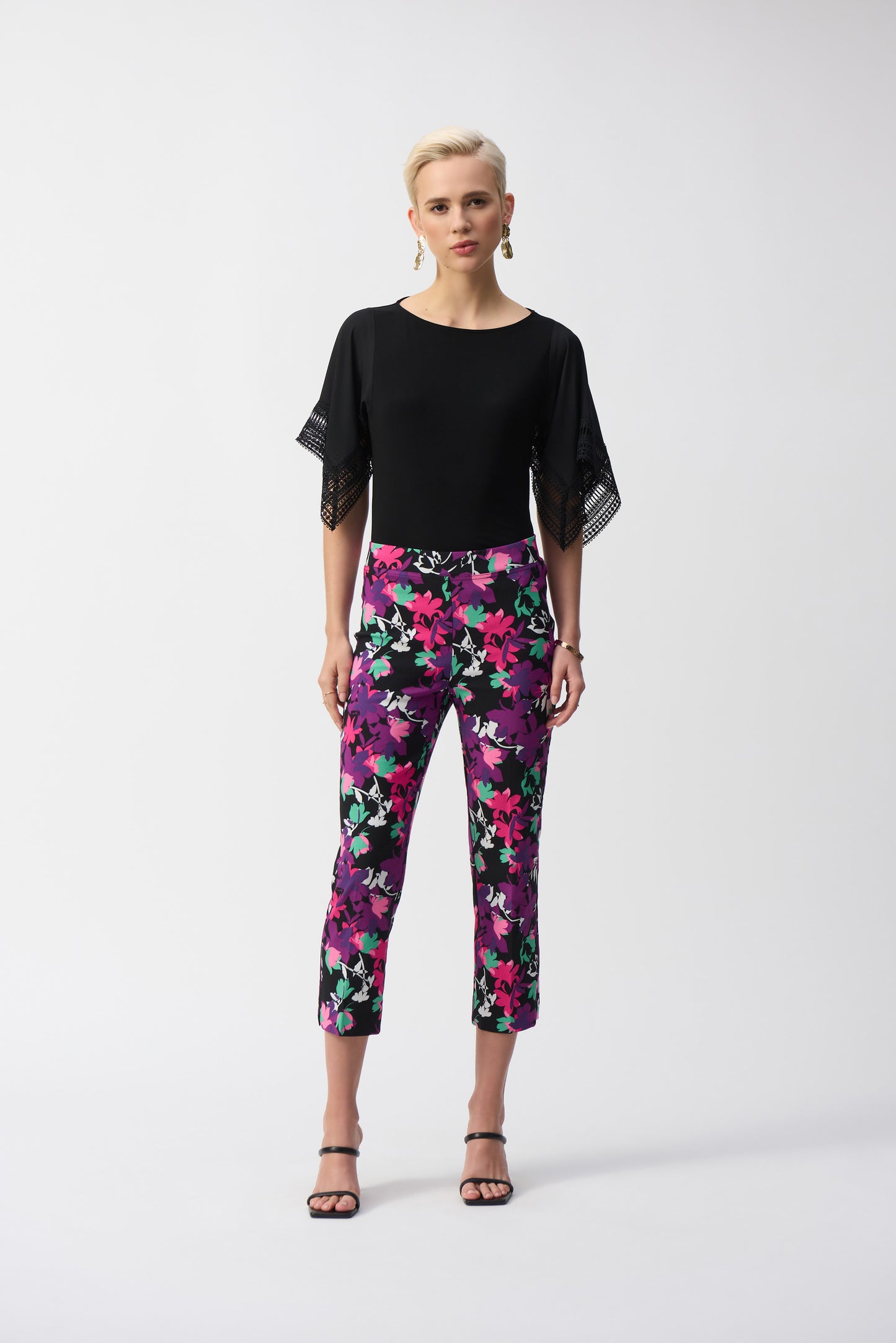J.R 251117 Silky Knit Straight Top With Lace