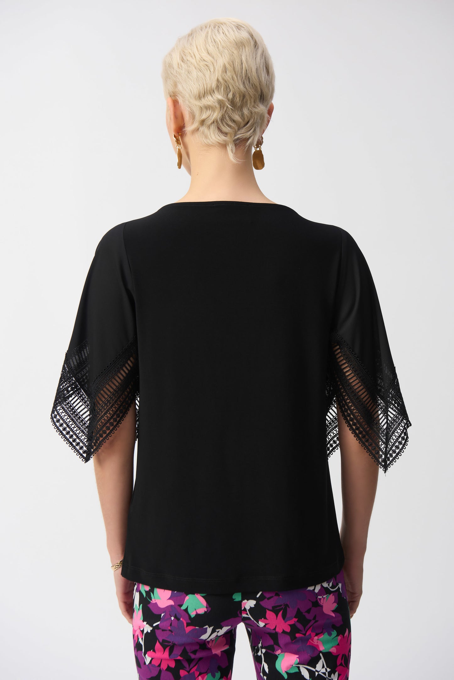 J.R 251117 Silky Knit Straight Top With Lace