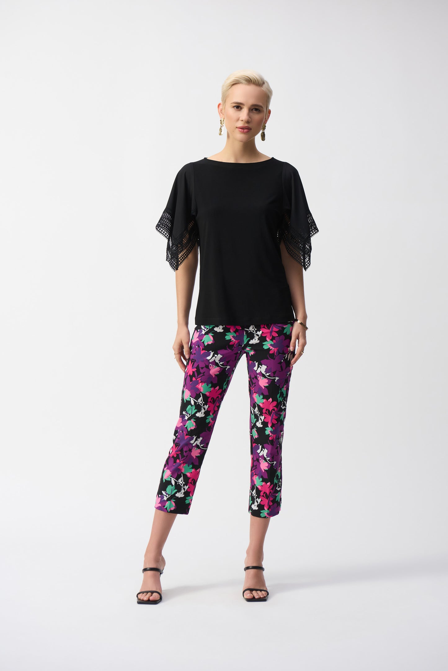 J.R 251117 Silky Knit Straight Top With Lace