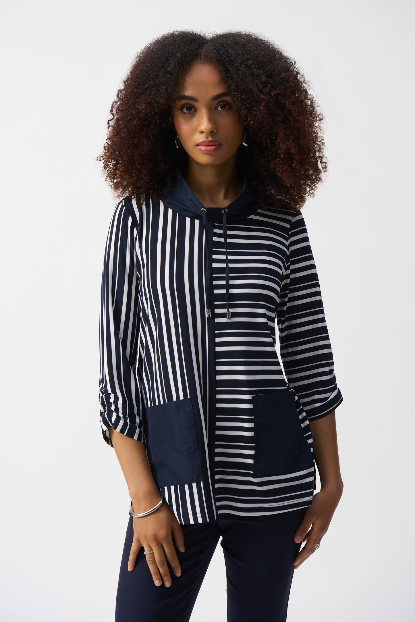 J.R 251126 Silky Knit Stripe Print Boxy Tunic