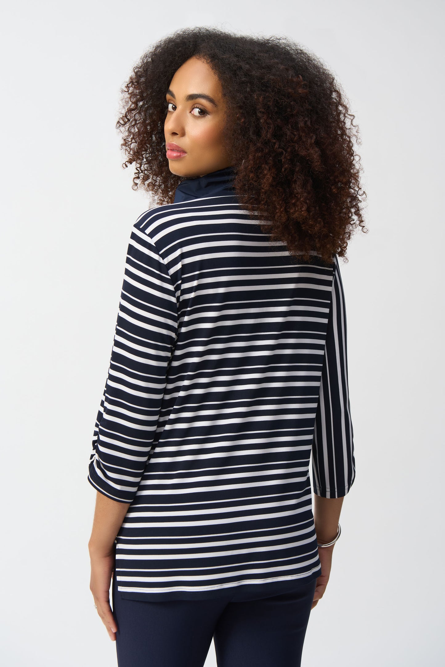 J.R 251126 Silky Knit Stripe Print Boxy Tunic