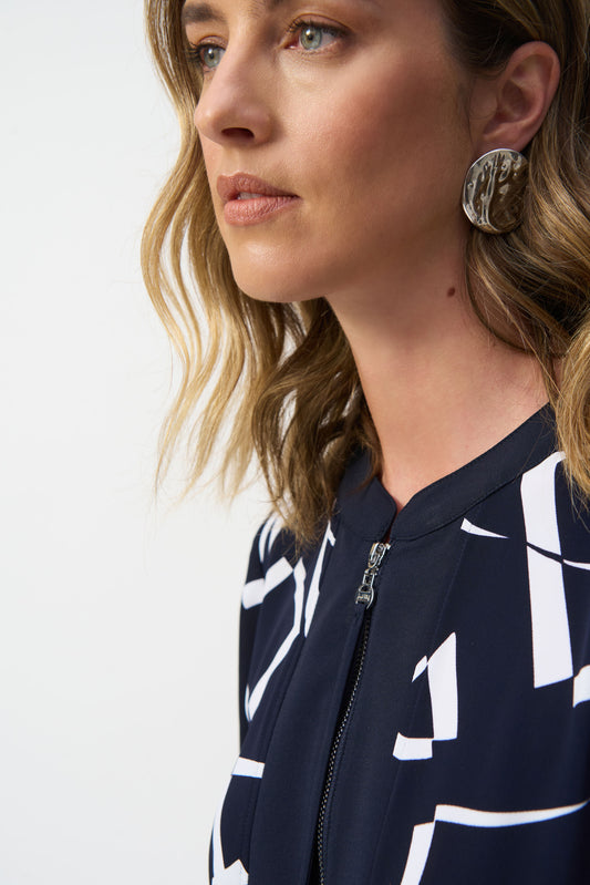 J.R 251143 Woven Geometric Print Straight Dress