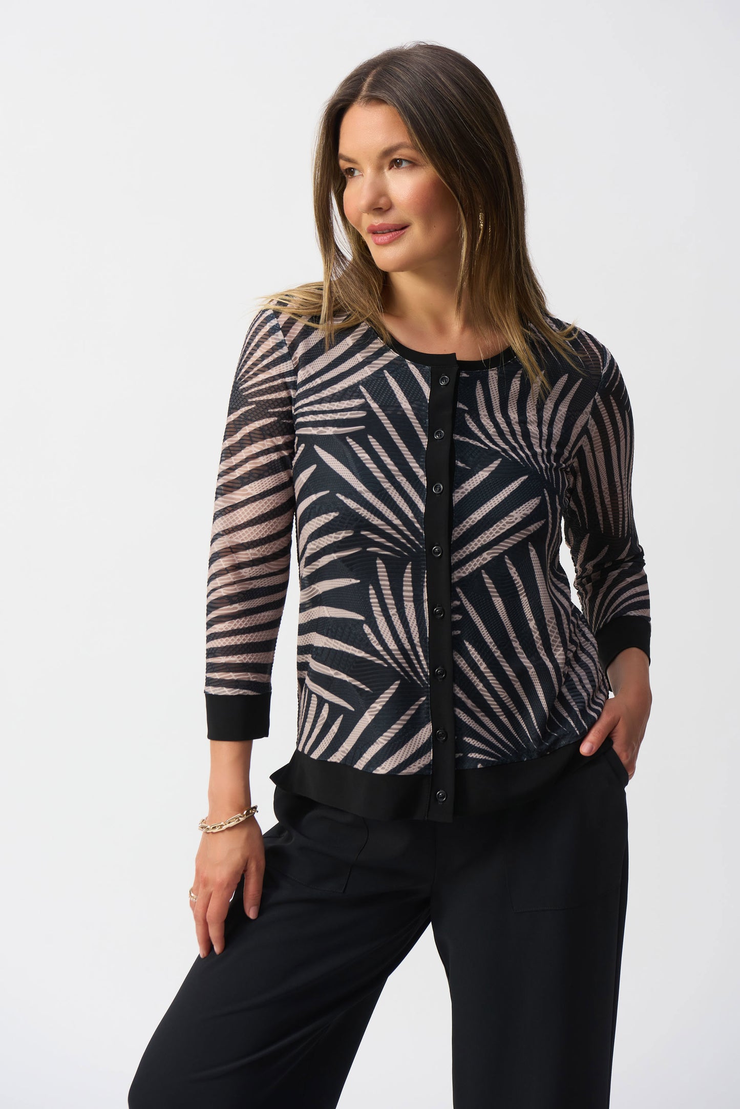 J.R 251260 Jacquard Tropical Print Jacket and Cami Set