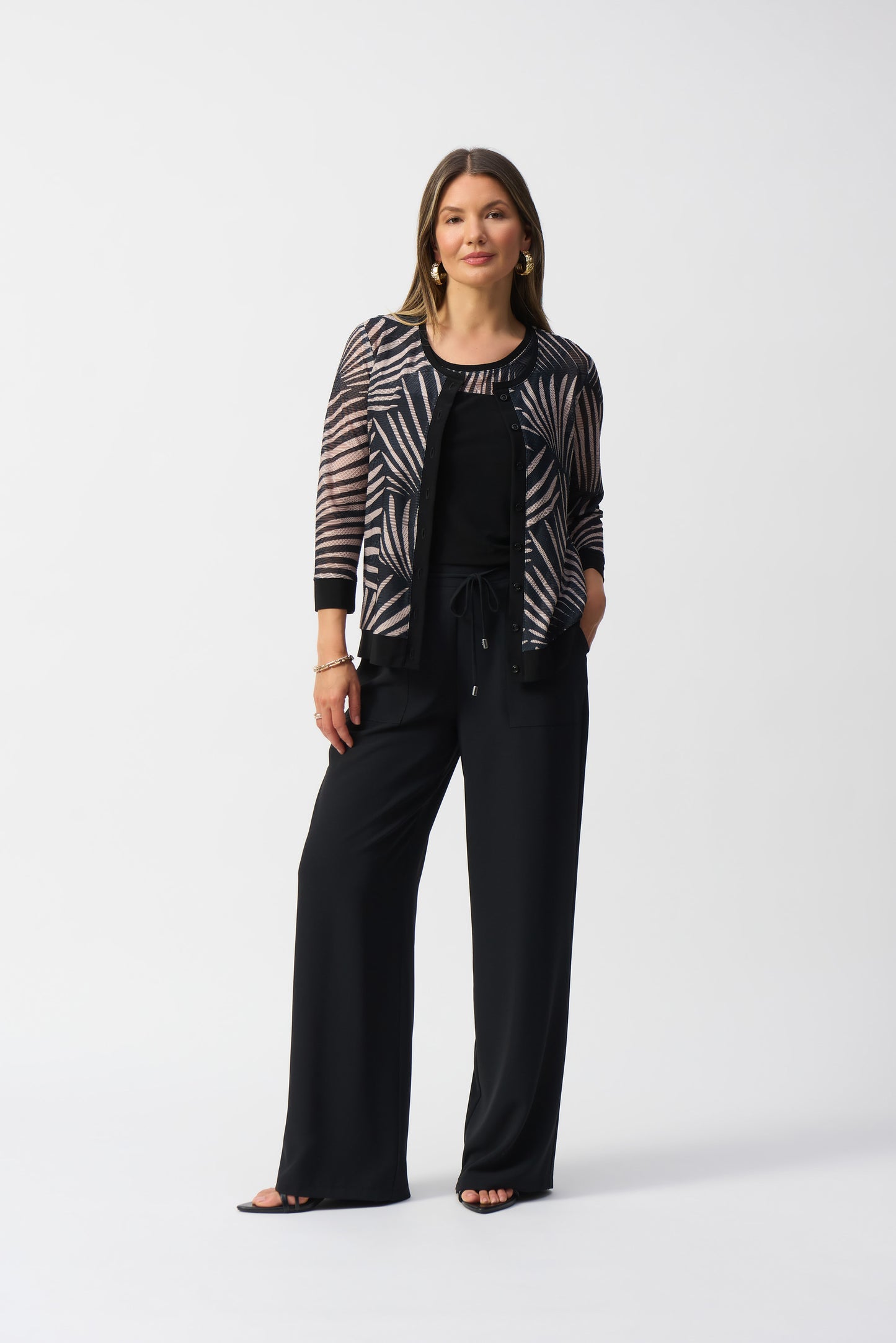 J.R 251260 Jacquard Tropical Print Jacket and Cami Set