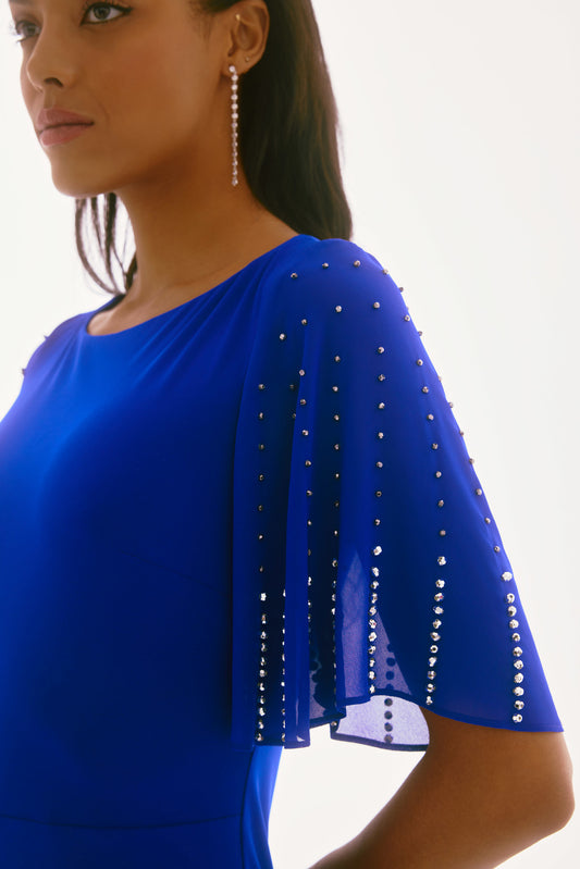 J.R 251721 Silky Knit and Chiffon Sheath Dress