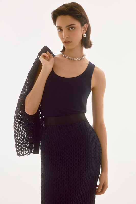 J.R 251738 Guipure And Silky Knit Two Piece Set