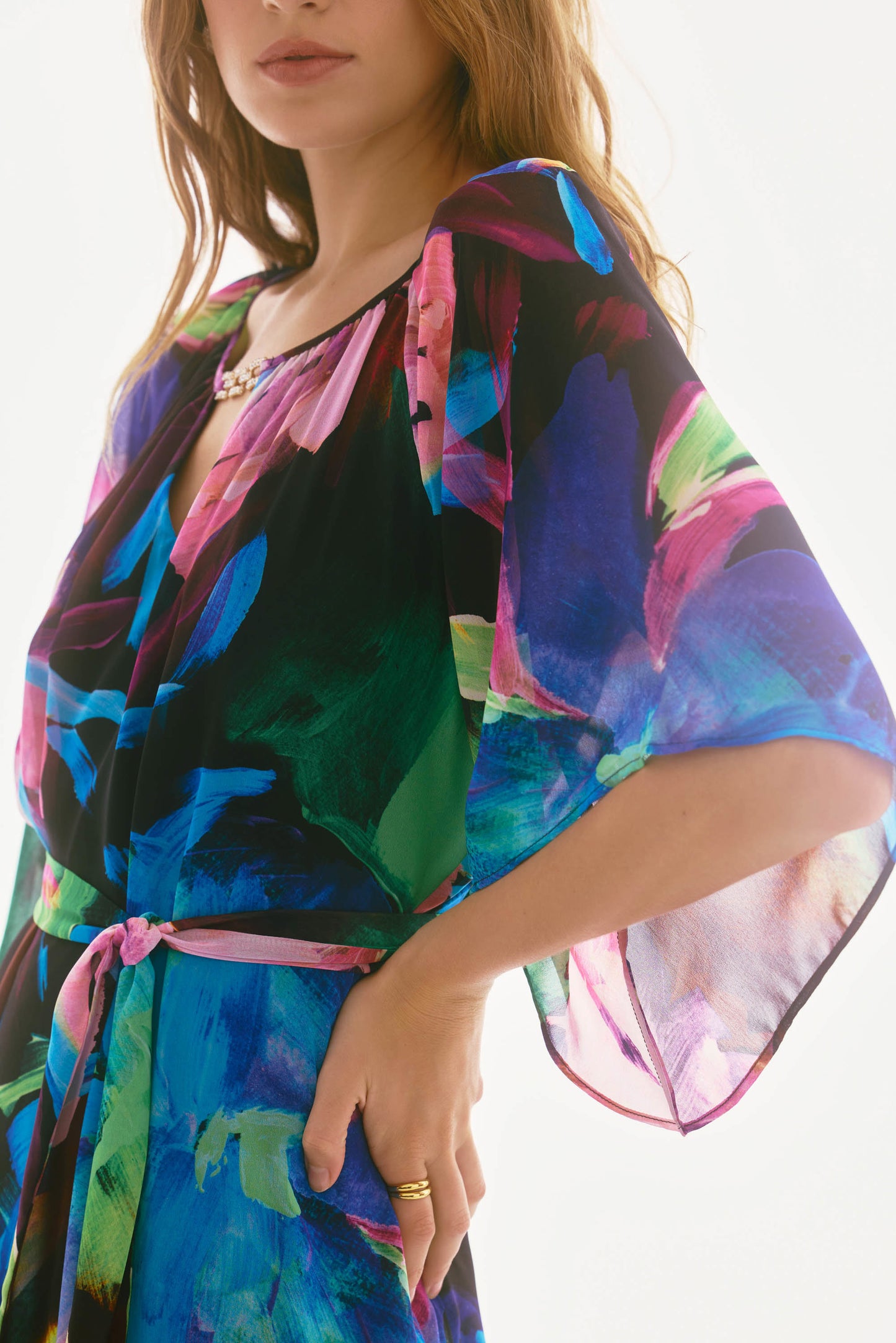 J.R 251757 Chiffon Floral Print A-Line Dress