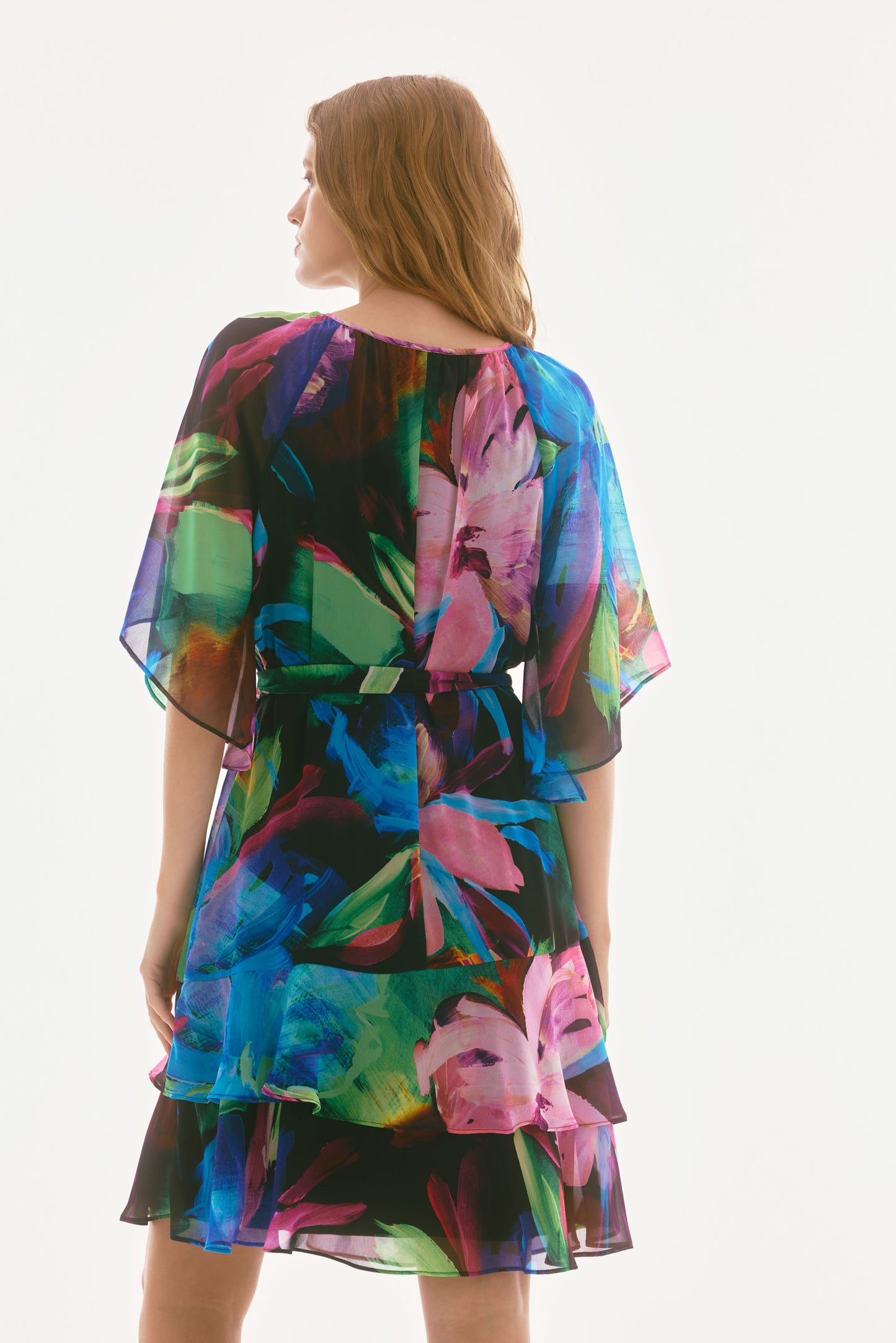 J.R 251757 Chiffon Floral Print A-Line Dress