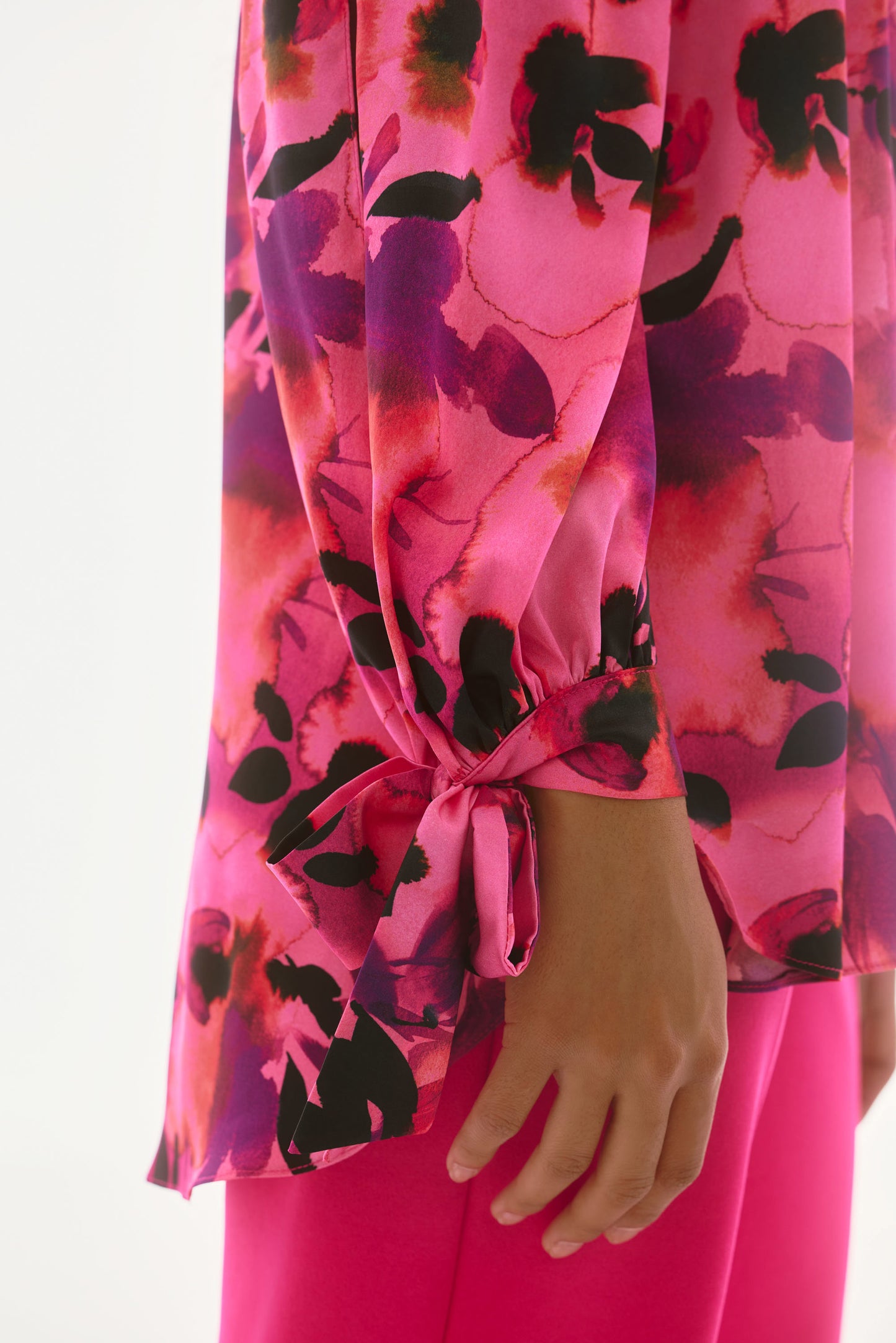 J.R 251784 Satin Floral Print Off-Shoulder Top
