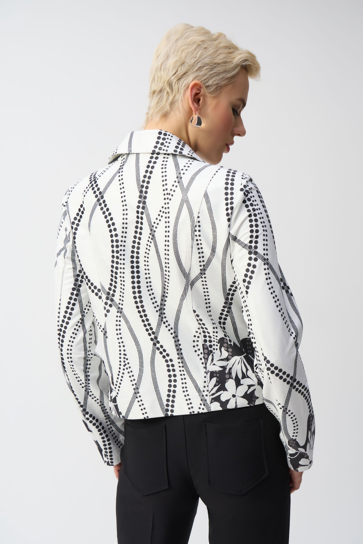 J.R 251910 Faux Suede Floral Print Jacket
