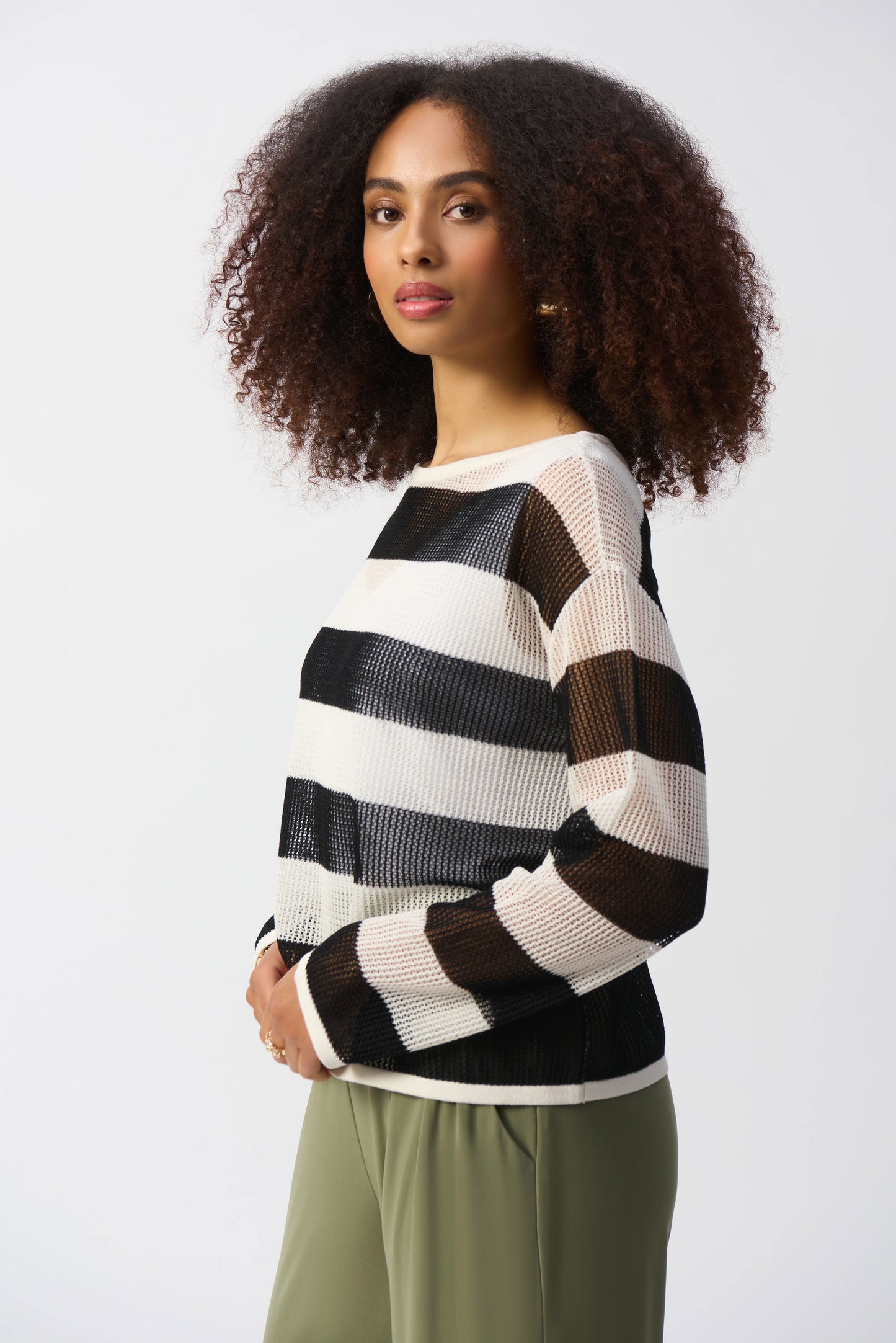 J.R 251922 Striped Sweater Knit Pullover