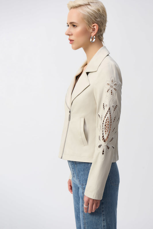 J.R 251936 Foiled Faux-Suede Moto Jacket