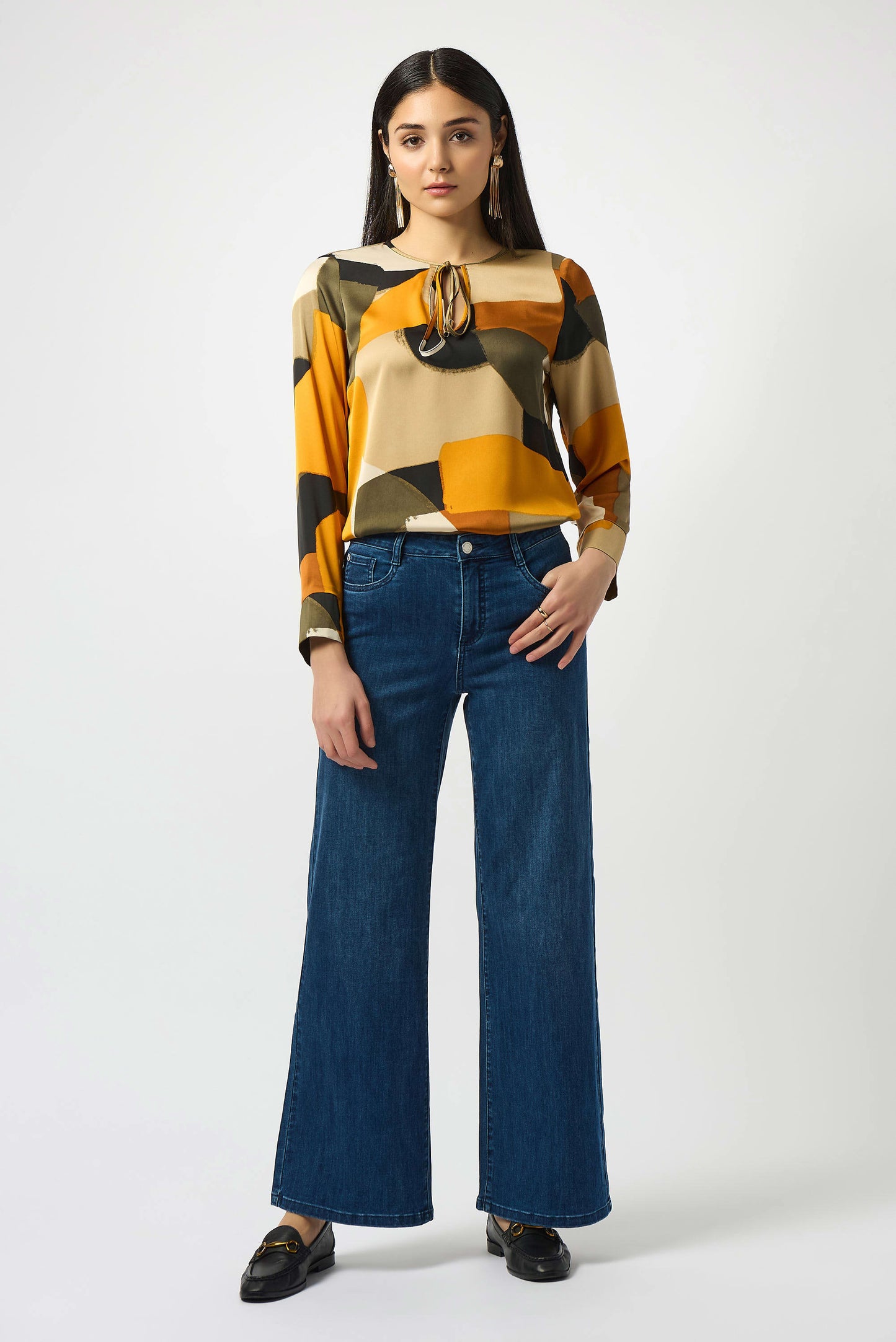J.R 251968F25 Goldie Classic Wide-Leg Stretch Jeans
