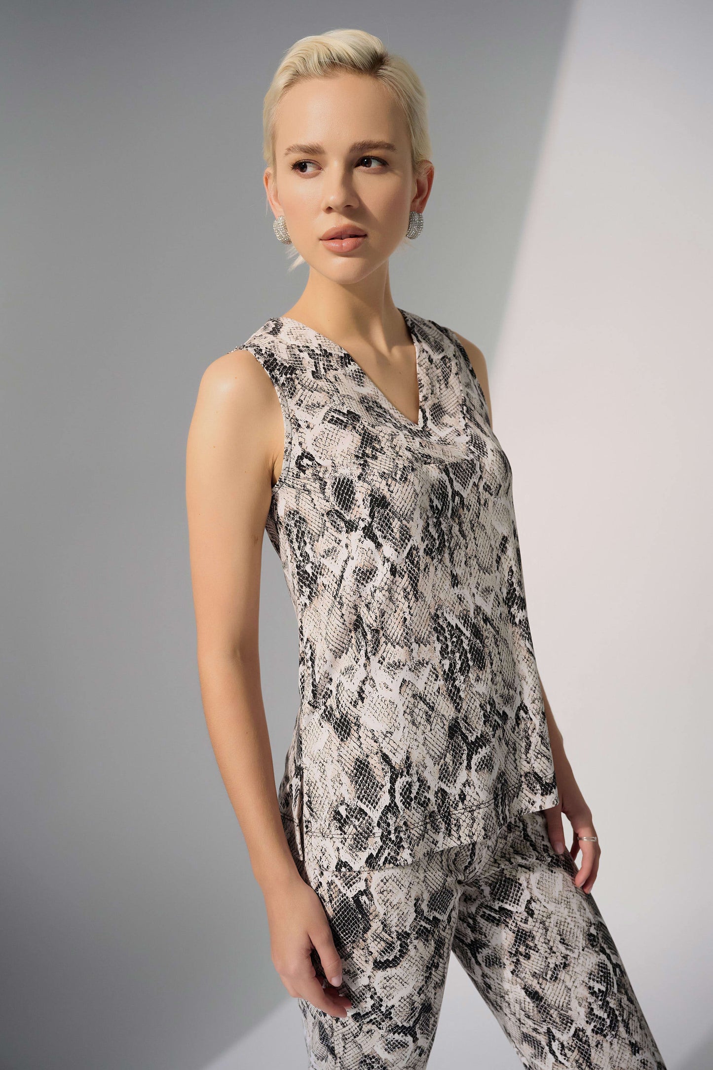 J.R 252243 Silky Knit Python Print Sleeveless Straight Top
