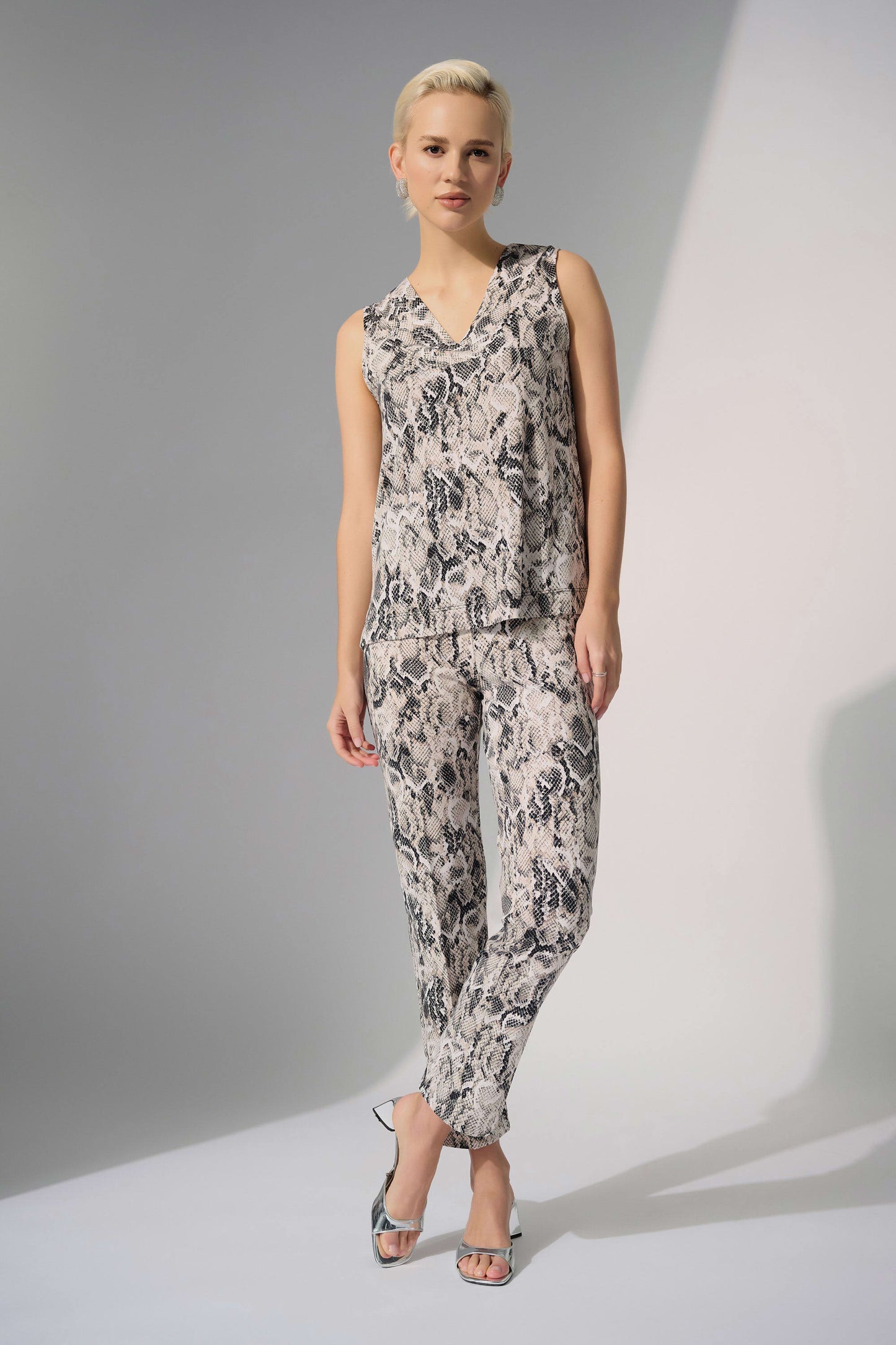 J.R 252243 Silky Knit Python Print Sleeveless Straight Top
