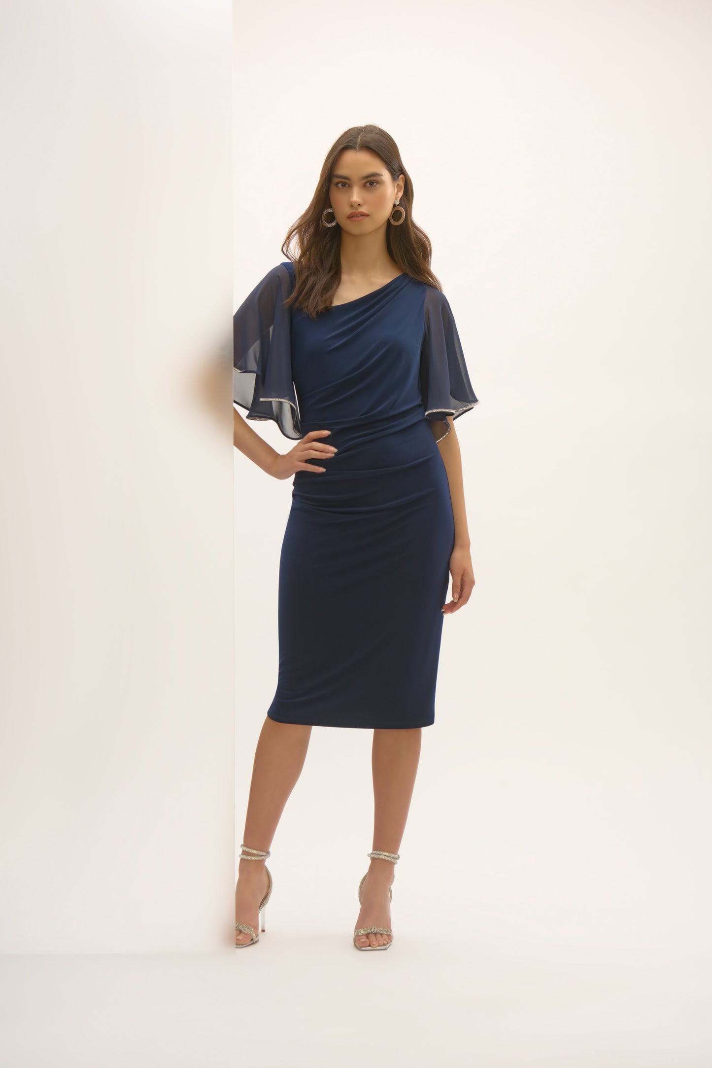 J.R 252719 Silky Knit And Chiffon Sheath Dress