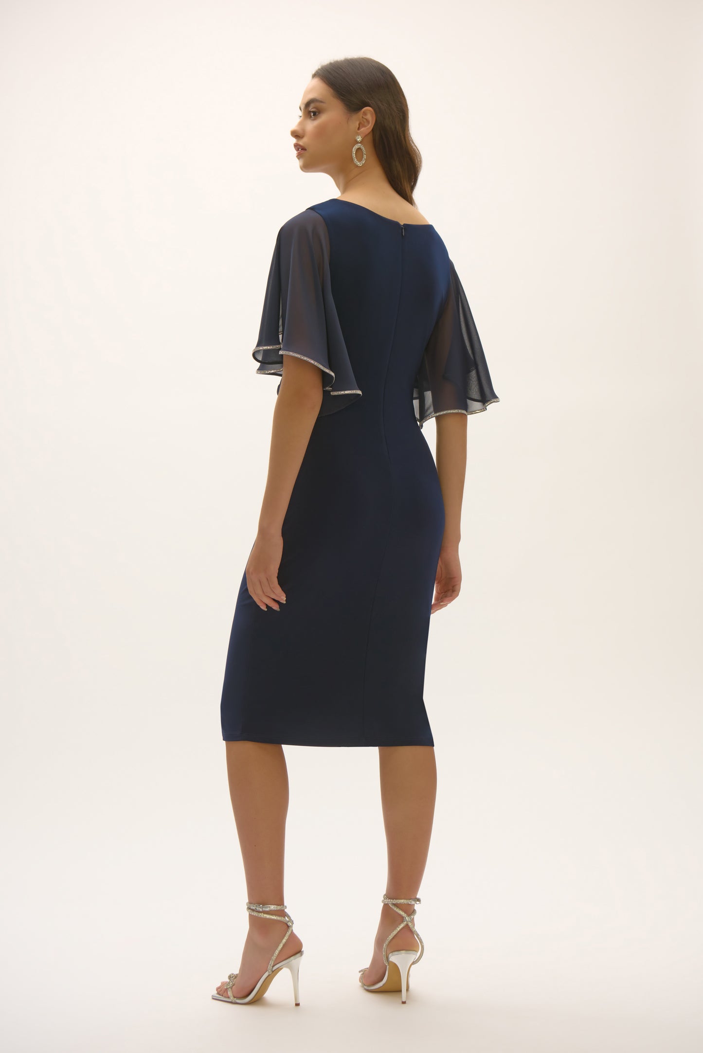 J.R 252719 Silky Knit And Chiffon Sheath Dress