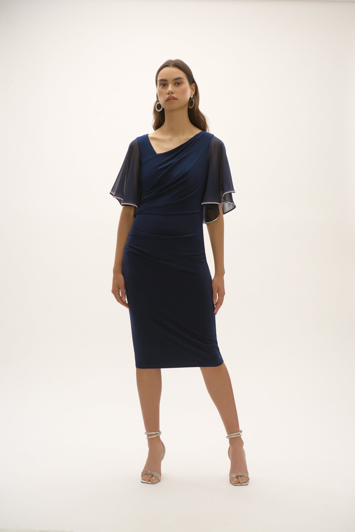 J.R 252719 Silky Knit And Chiffon Sheath Dress