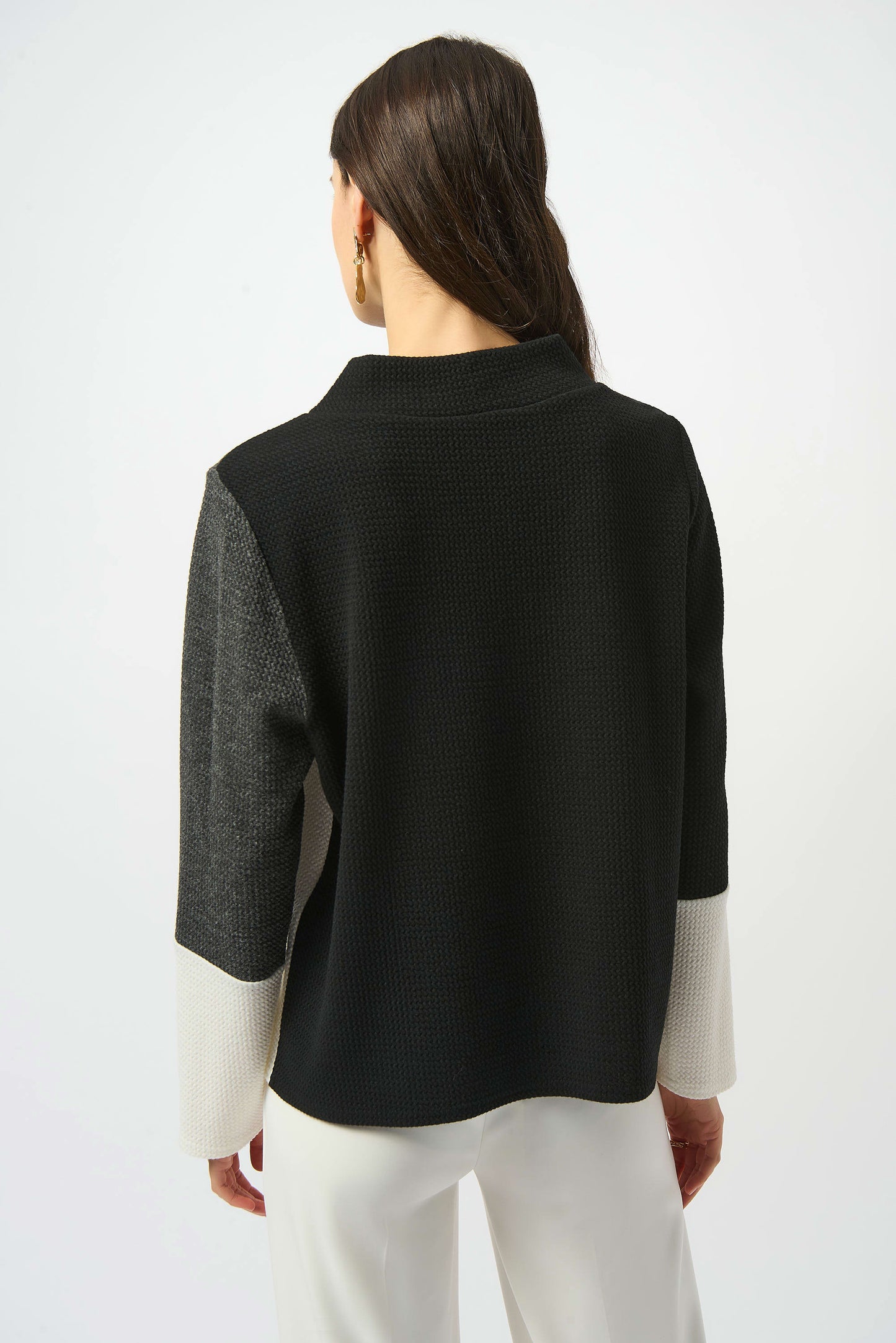 J.R 253236 Jacquard Knit Colour-Block Boxy Top