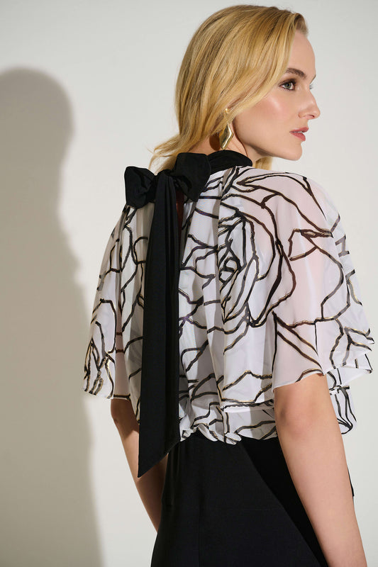 J.R 253733 Signature | Foiled Chiffon & Silky Knit Wide Leg Jumpsuit