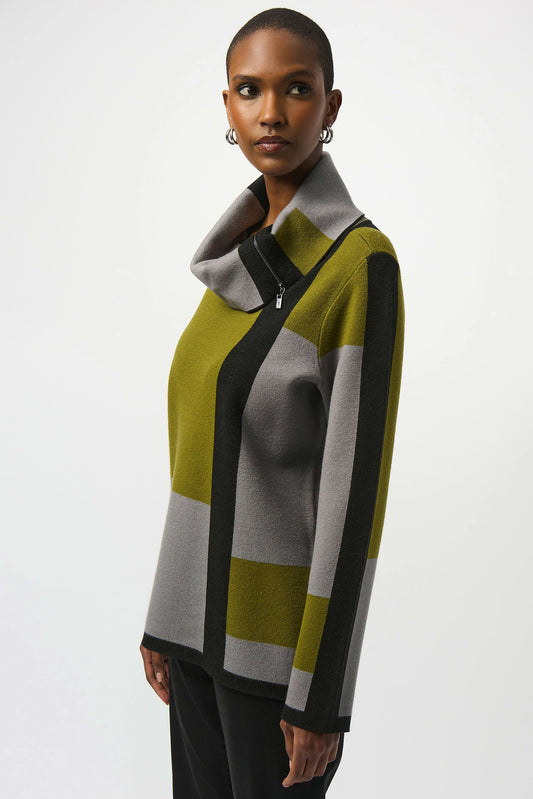 J.R 253911 Jacquard Sweater Colour Block Pullover