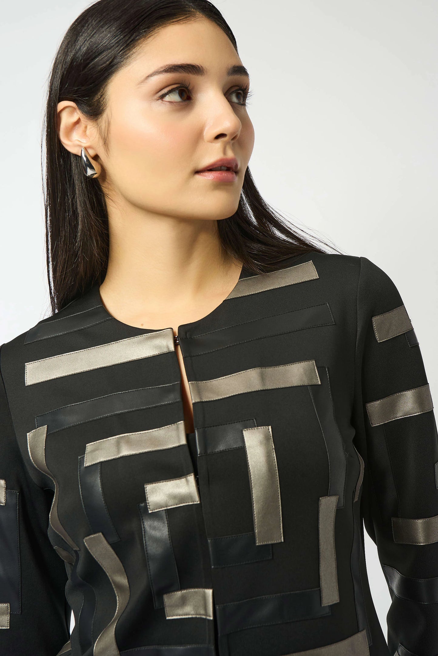 J.R 253929 Scuba & Leatherette Collarless Jacket