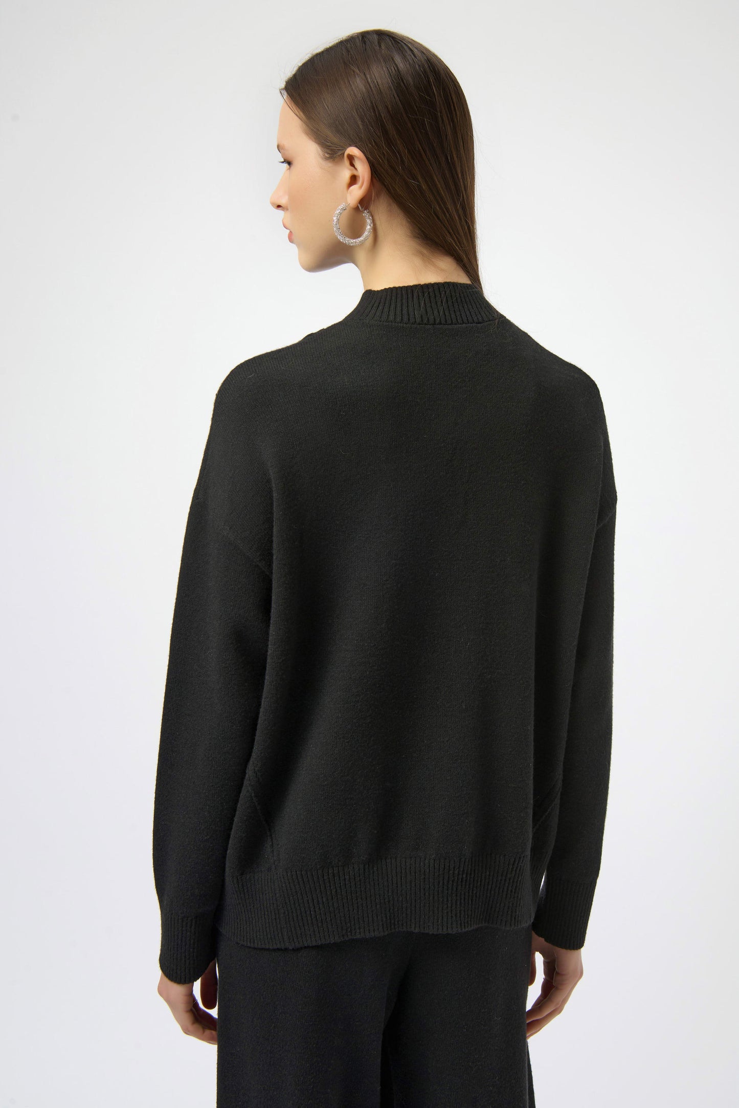 J.R 254933 Sweater Knit Mock Neck Pullover with Rhinestones